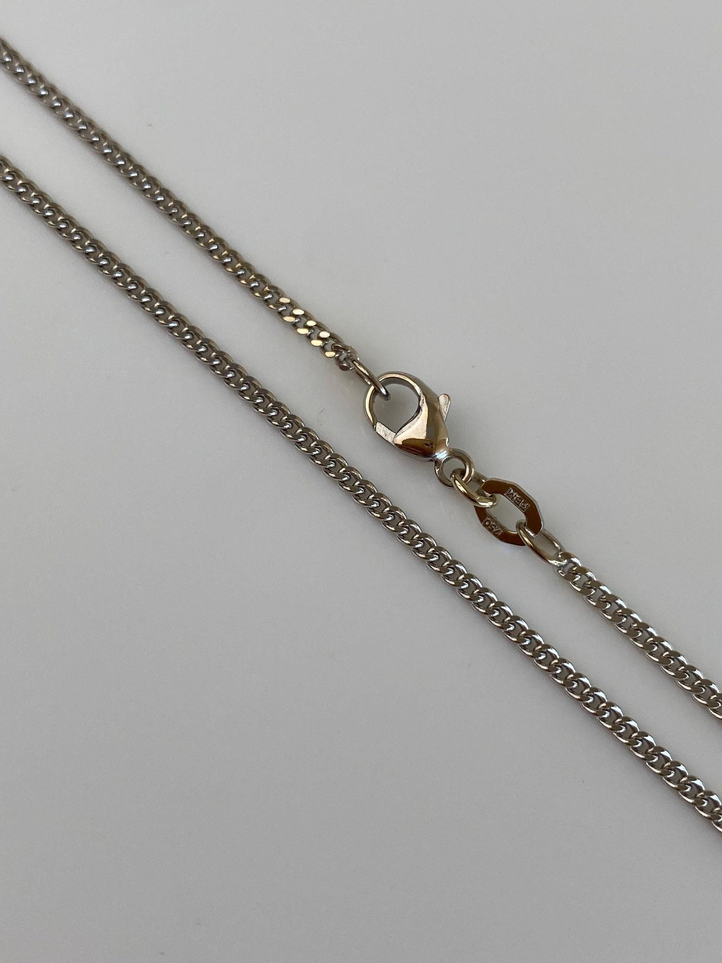 Solid 18k White Gold Curb Chain Necklace - 19.75 inches