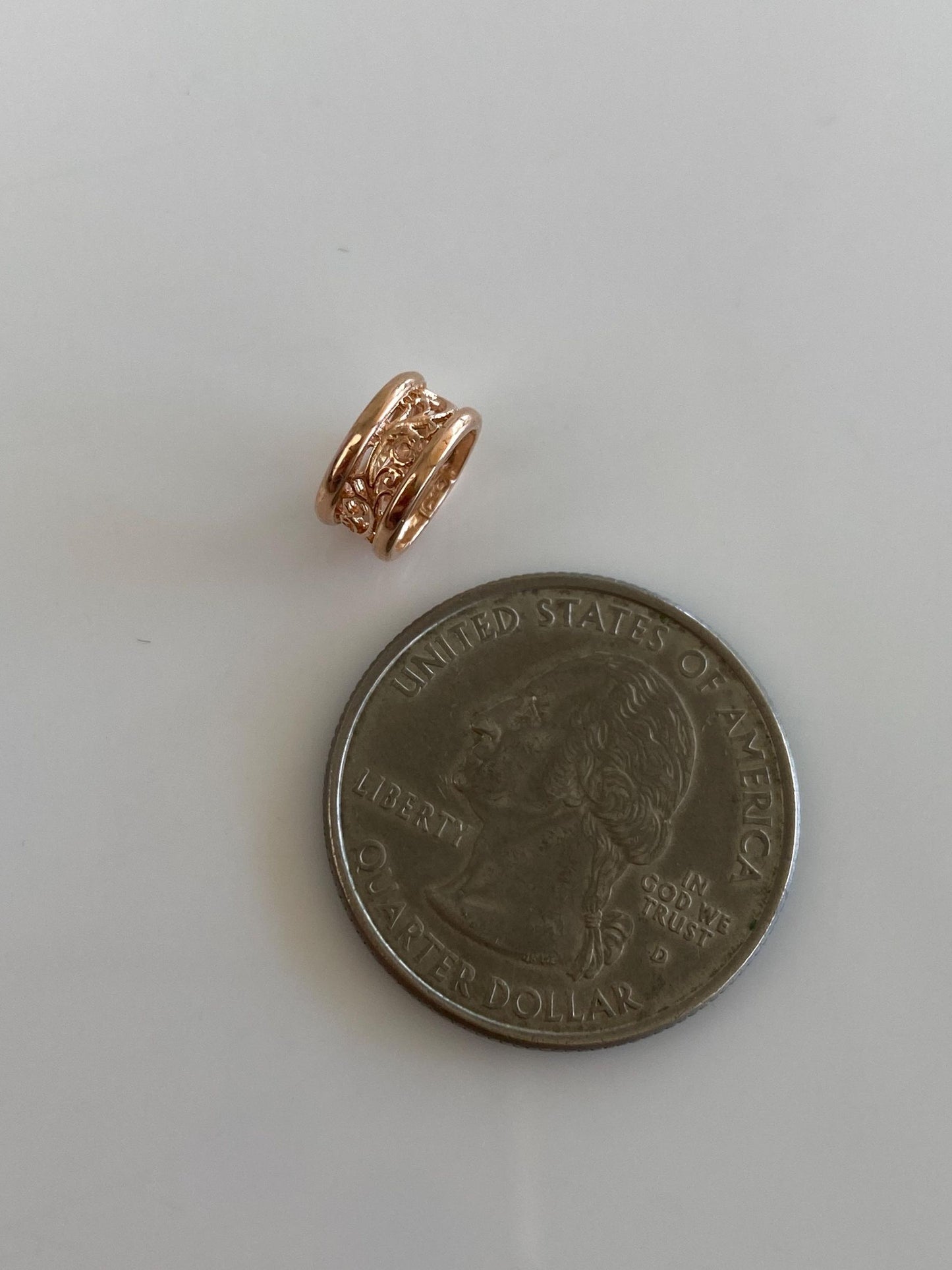 Vintage Solid 14k Rose Gold Filigree Charm