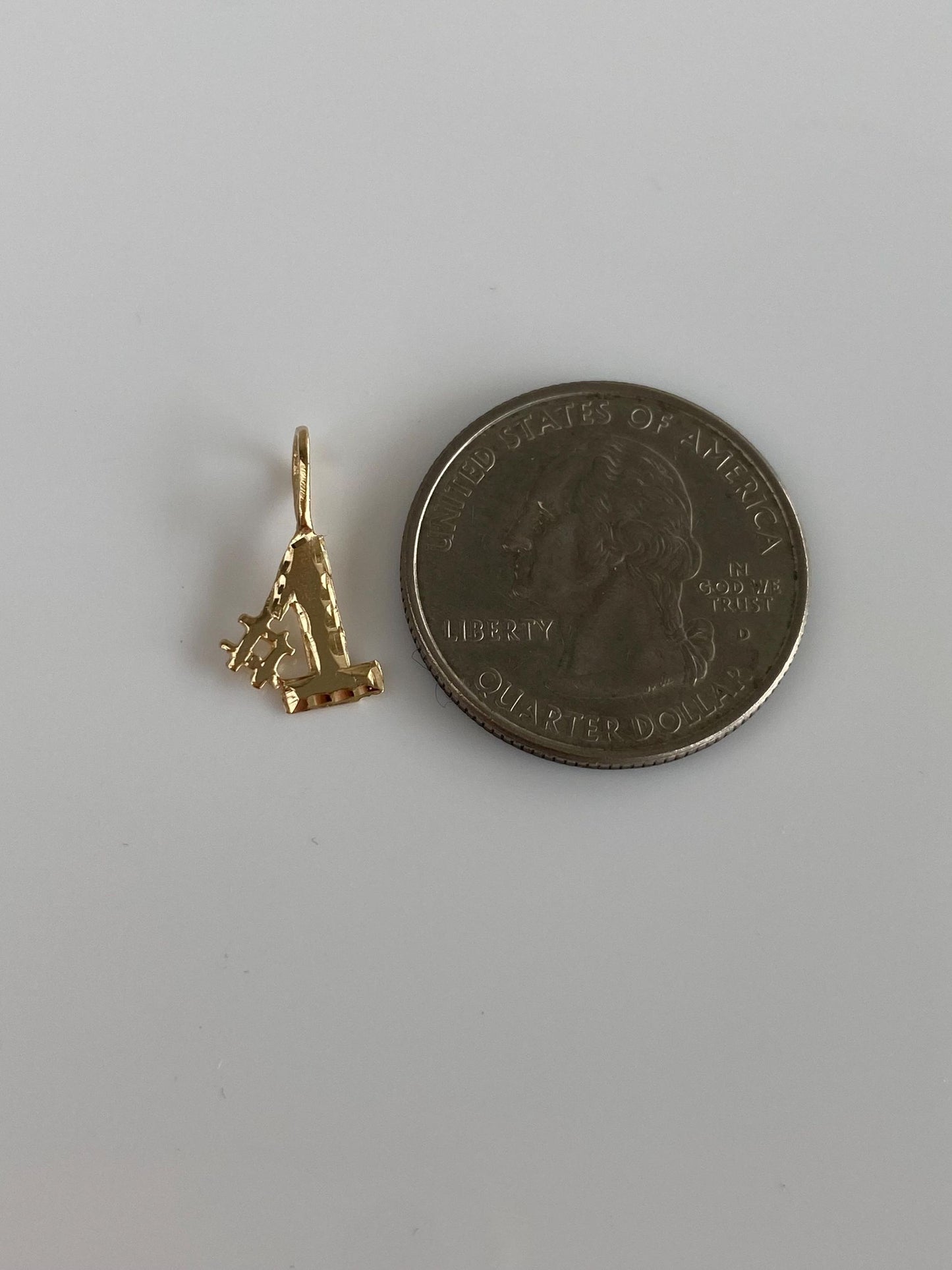 Vintage Solid 14k Yellow Gold Diamond Cut #1 Charm