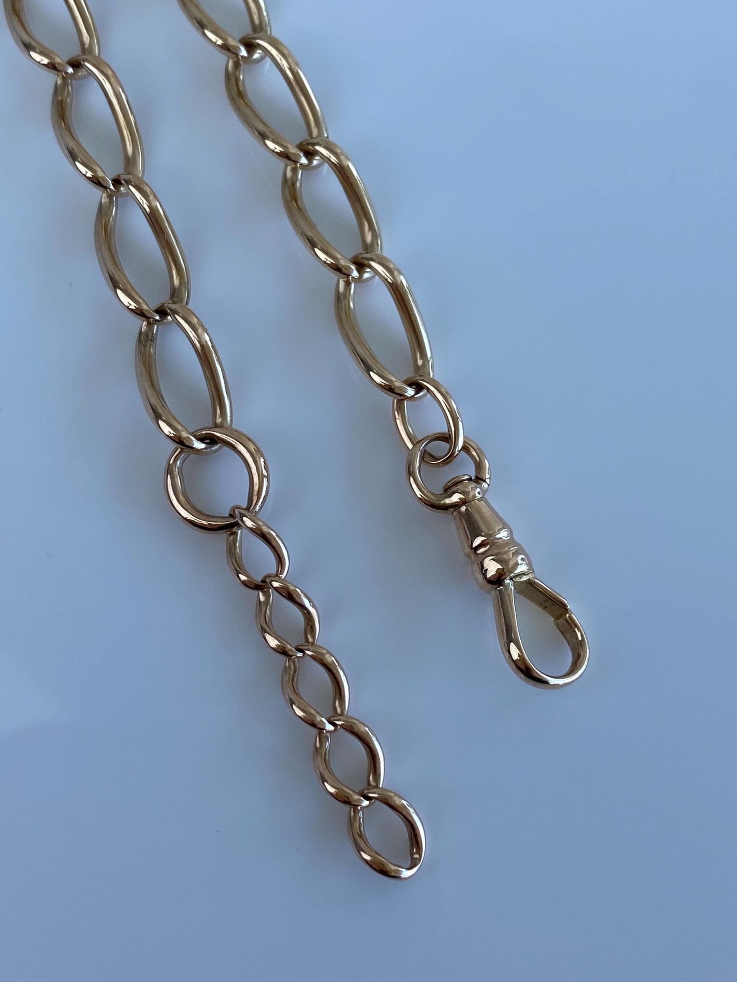 Vintage Solid 14k Yellow Gold Elongated Curb Chain Pocket Chain - 14 inches