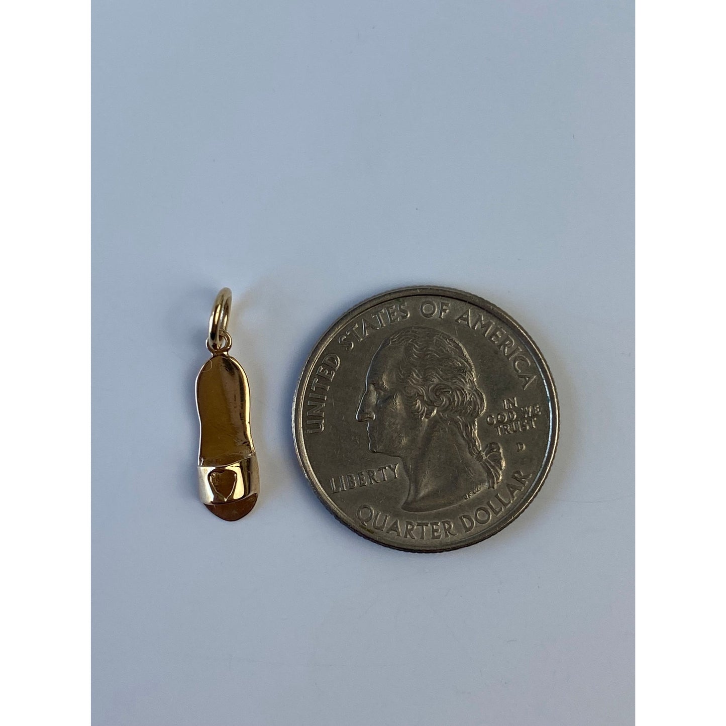 Vintage Solid 14k Yellow Gold Heart Slipper Charm
