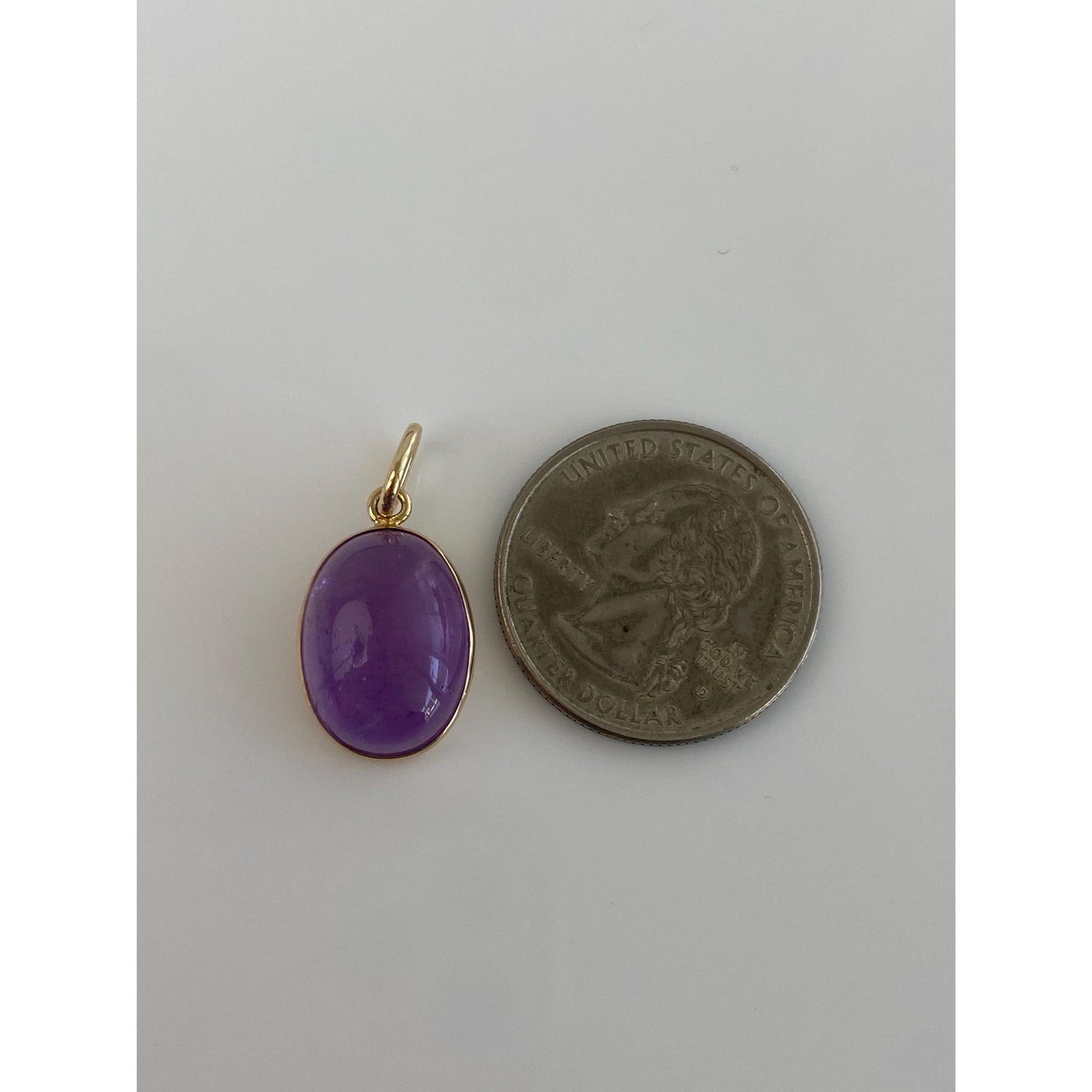 Vintage Solid 14k Yellow Gold Amethyst Cabochon Charm