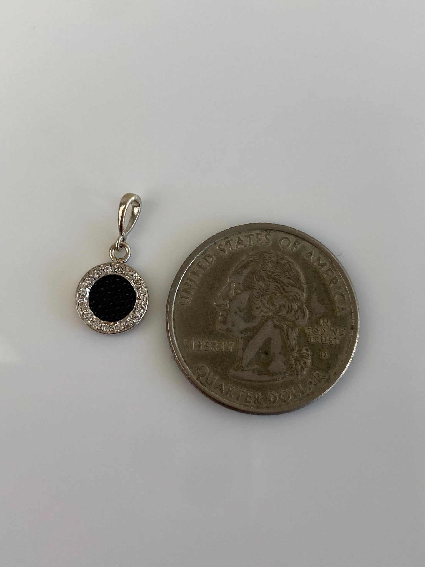 Vintage Solid 18k White Gold Diamond Halo Textured Black Onyx Cufflink Conversion Charm