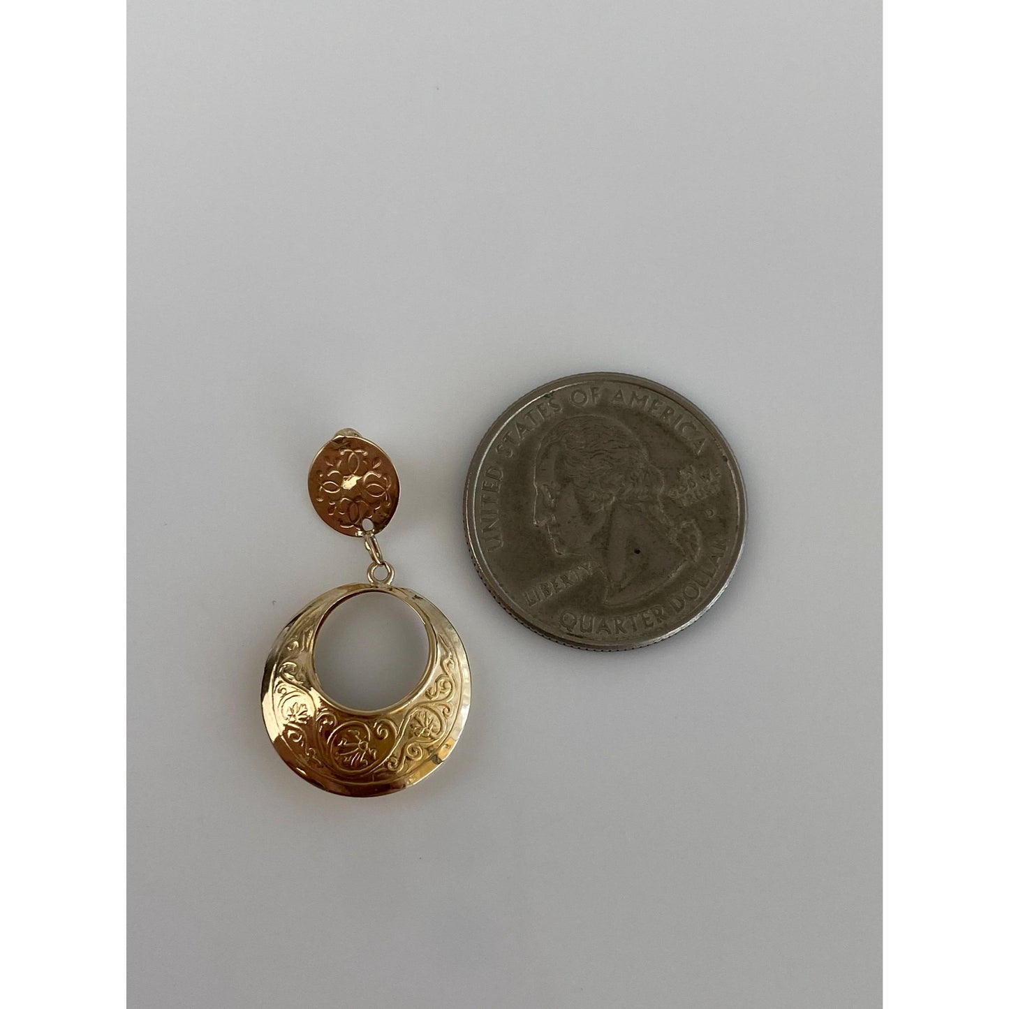 Vintage 14k Yellow Gold Engraved Dangle Slide Charm