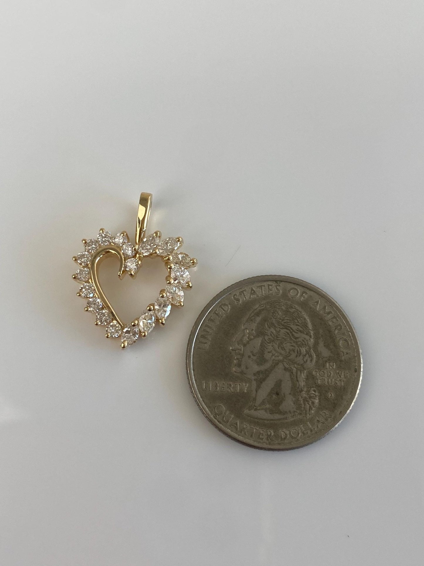 Vintage Solid 14k Yellow Gold Diamond Heart Charm