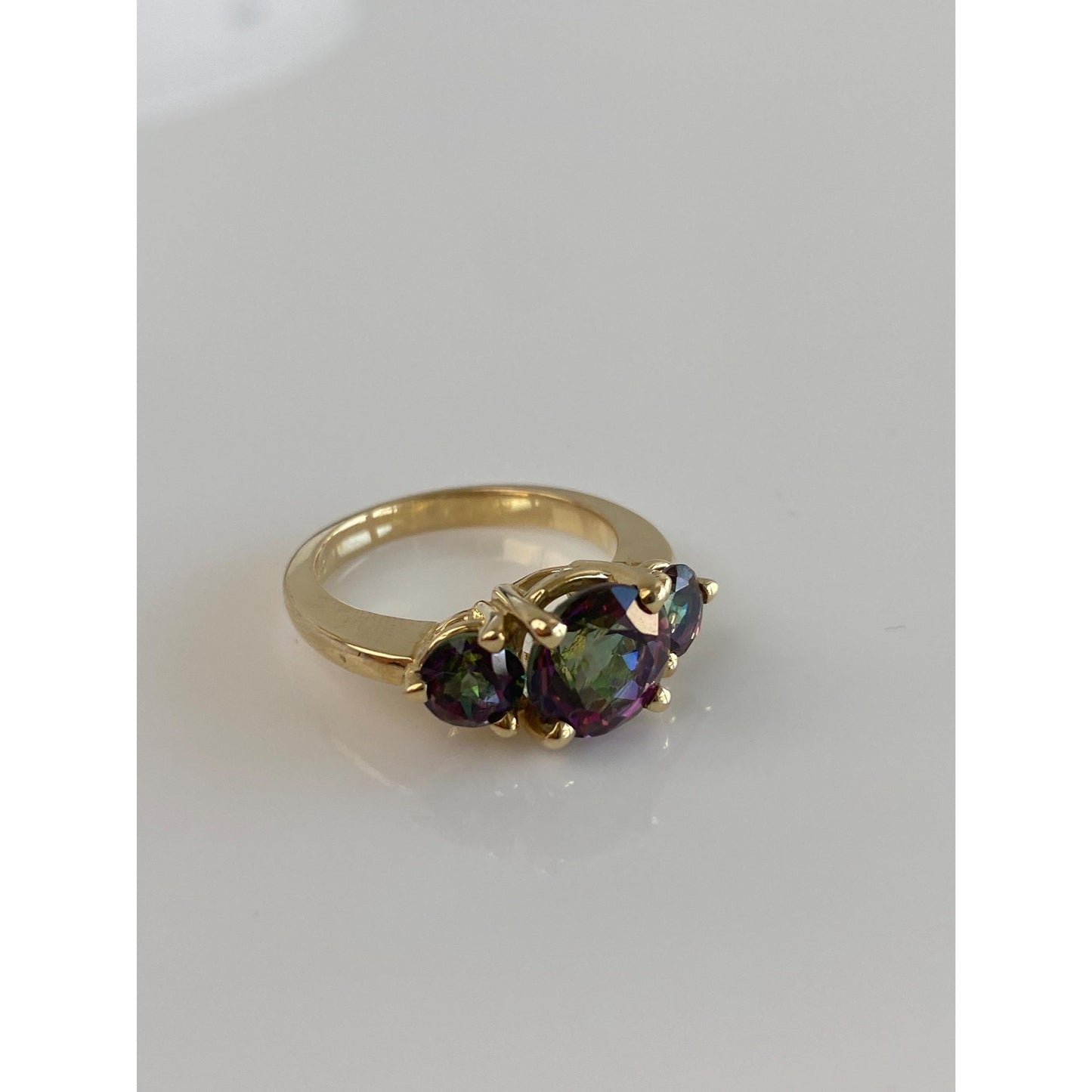 Vintage Solid 14k Yellow Gold Mystic Topaz Ring - Size 5.75