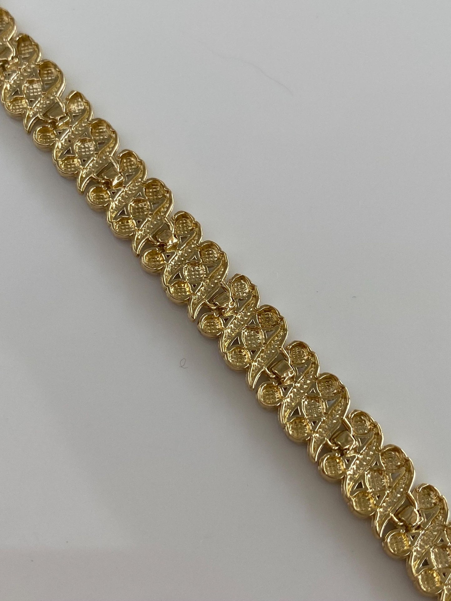 Solid 14k Yellow & White Gold Diamond Cut Tennis Bracelet - 7.25 inches