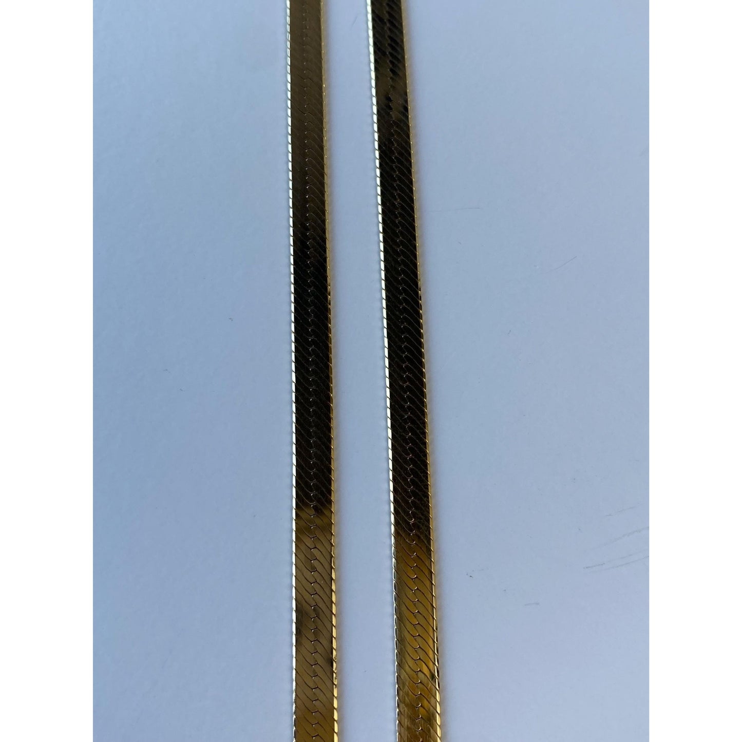 Vintage Solid 14k Yellow Gold Long Herringbone Chain Necklace - 29.75 inches