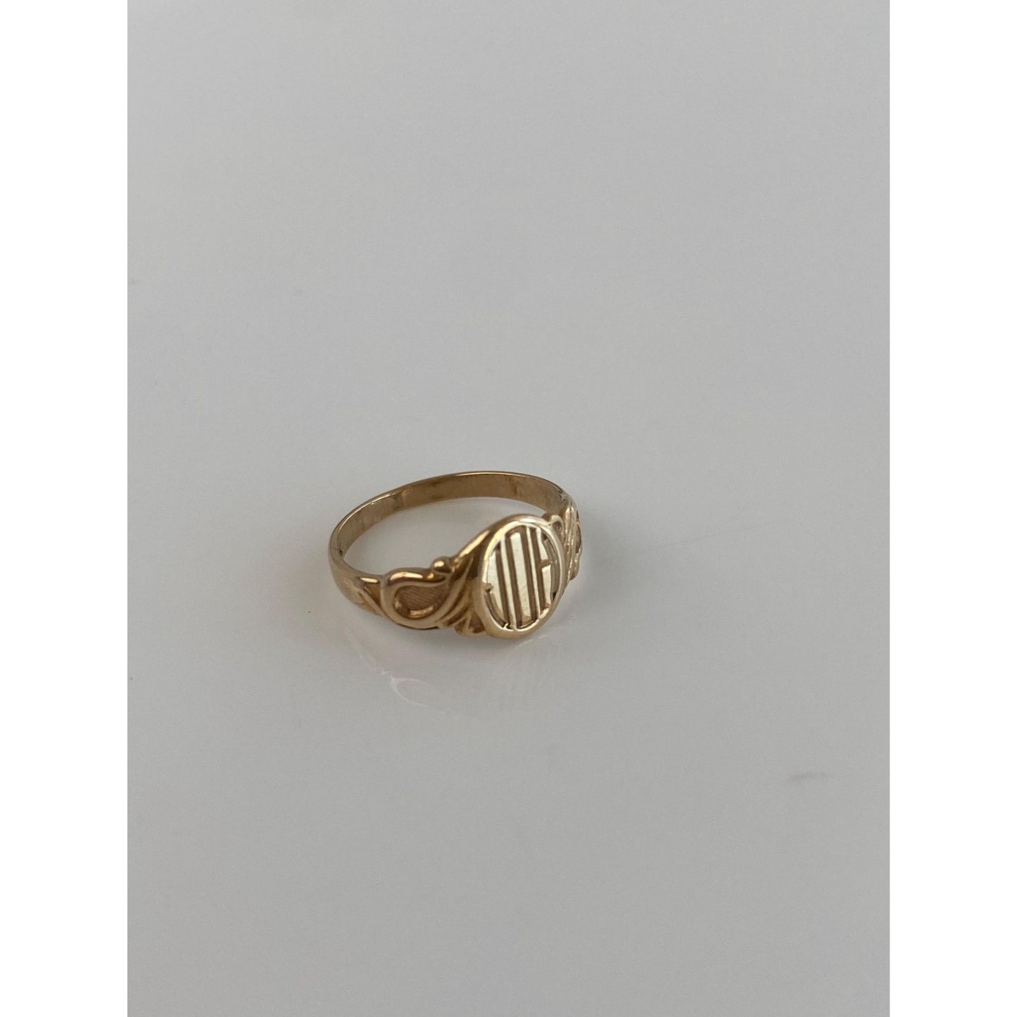 Vintage Solid 10k Yellow Gold Monogram Signet Ring - Size 1.75