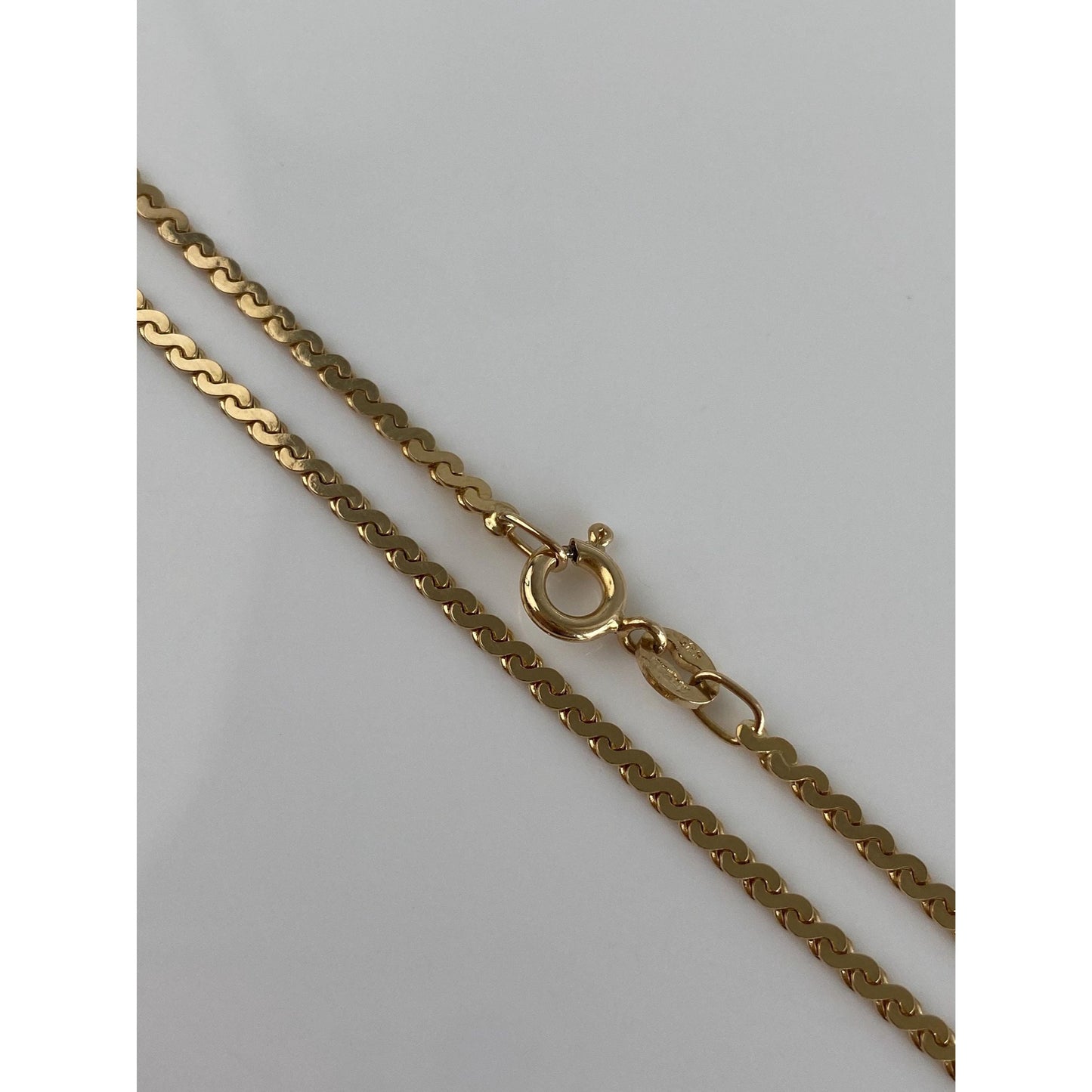 Vintage Solid 14k Yellow Gold Chunky Serpentine Chain Necklace - 18 inches