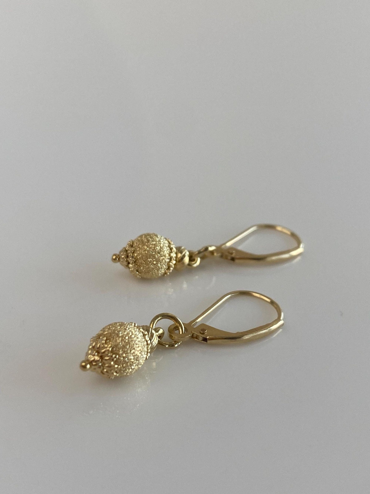 Vintage 14k & 18k Yellow Gold Sparkly Ball Dangle Earrings