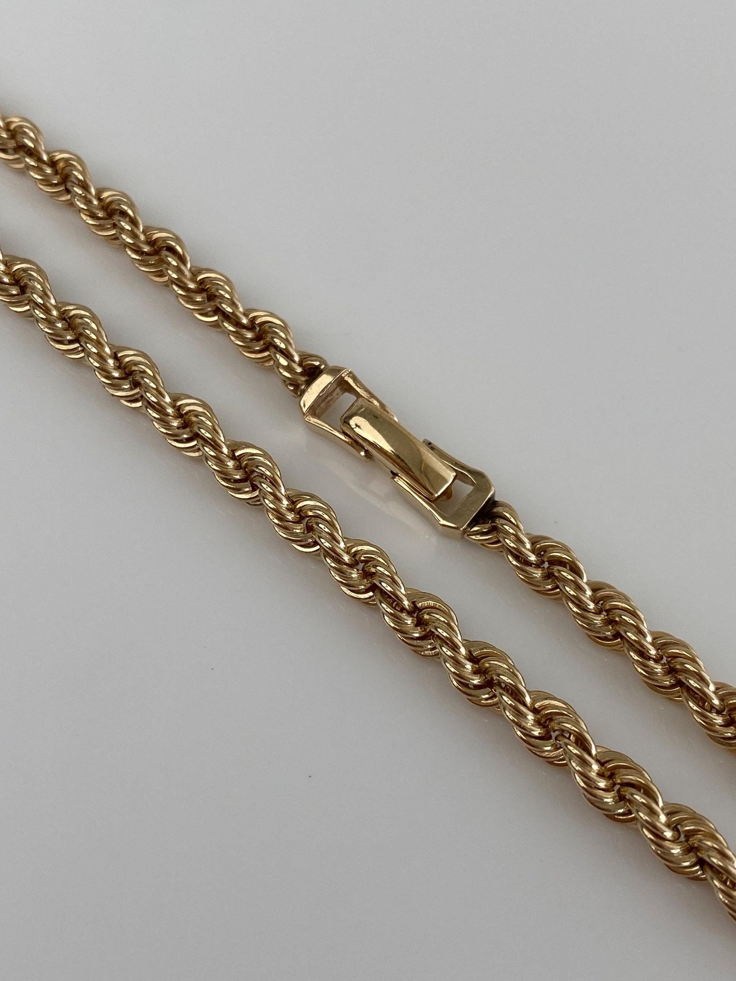 Vintage Solid 14k Yellow Gold Long Rope Chain Necklace - 25.75 inches