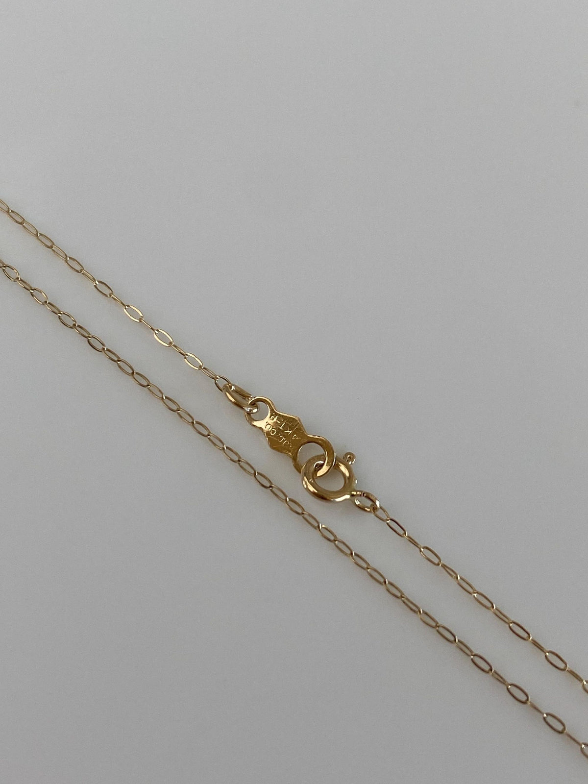 Vintage Solid 14k Yellow Gold Dainty Elongated Cable Chain Necklace - 19 inches
