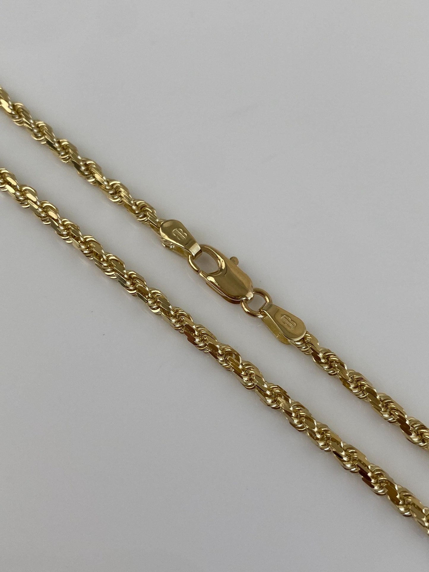 Vintage Solid 14k Yellow Gold Rope Chain Necklace - 24 inches