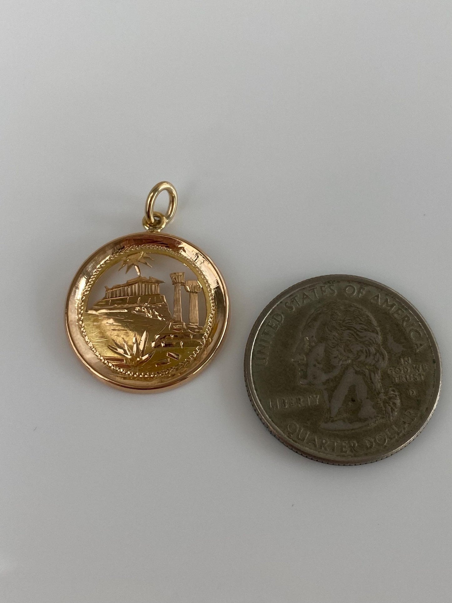 Vintage Solid 18k Yellow Gold Open Work Rome Charm