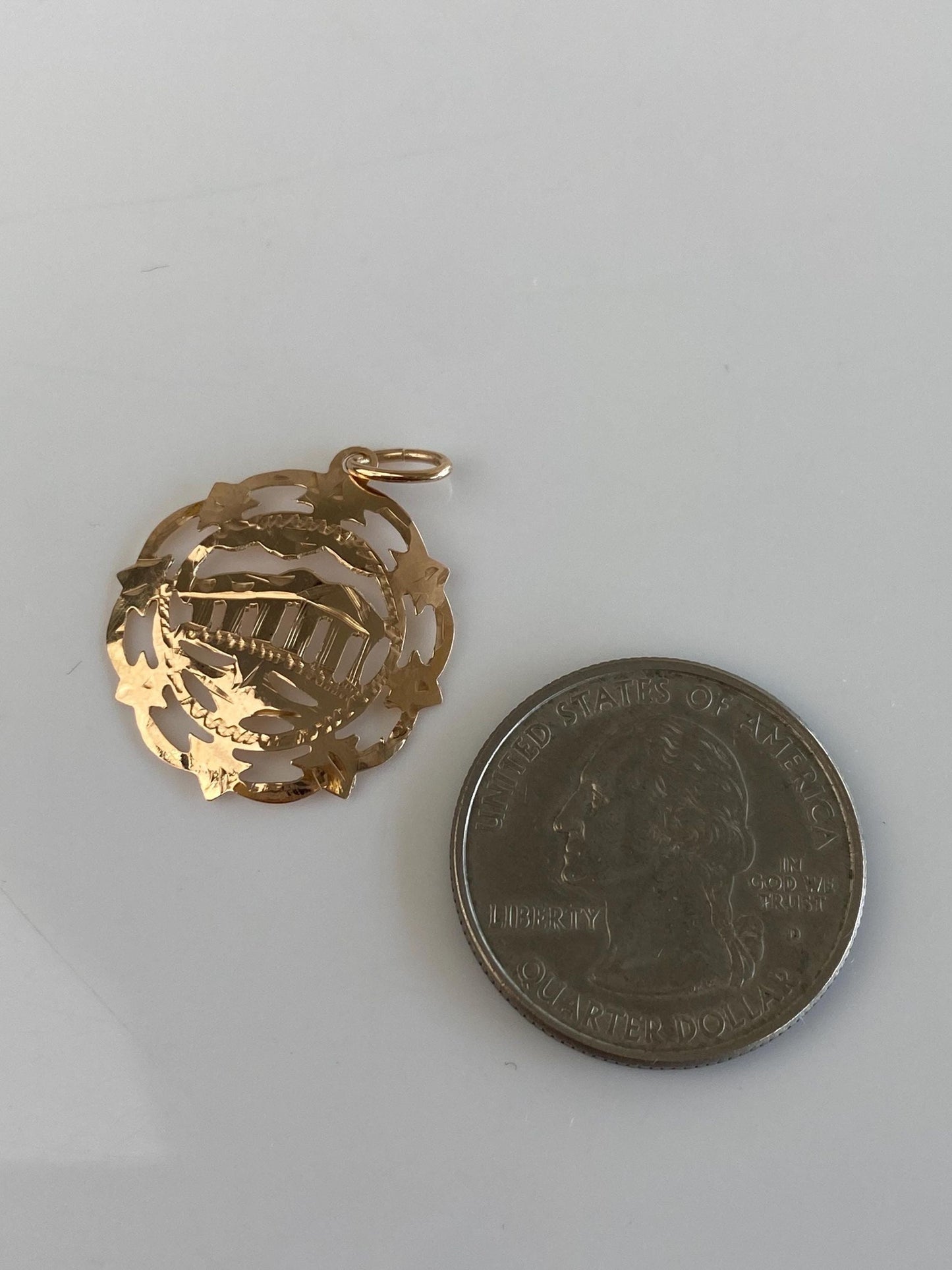Vintage Solid 12k Rose Gold Building Charm