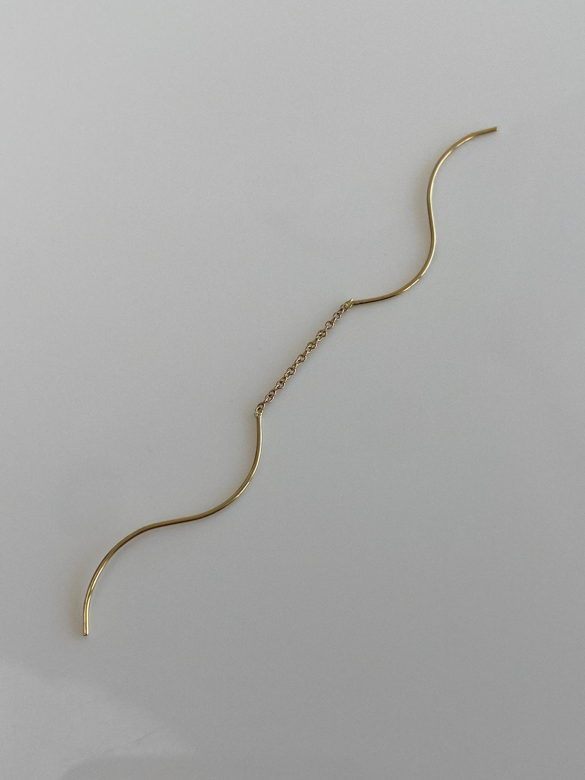 Vintage Solid 14k Yellow Gold SINGLE Rolo Chain Threader Earring