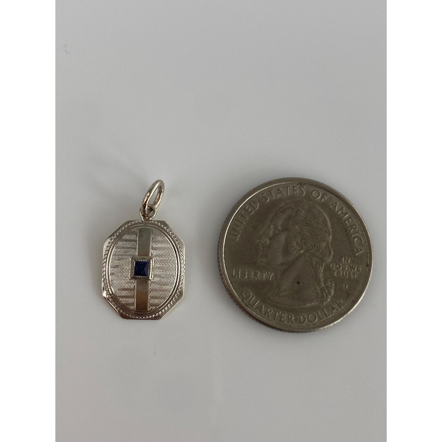 Vintage Solid Platinum & 14k Yellow Gold Sapphire Cufflink Conversion Charm