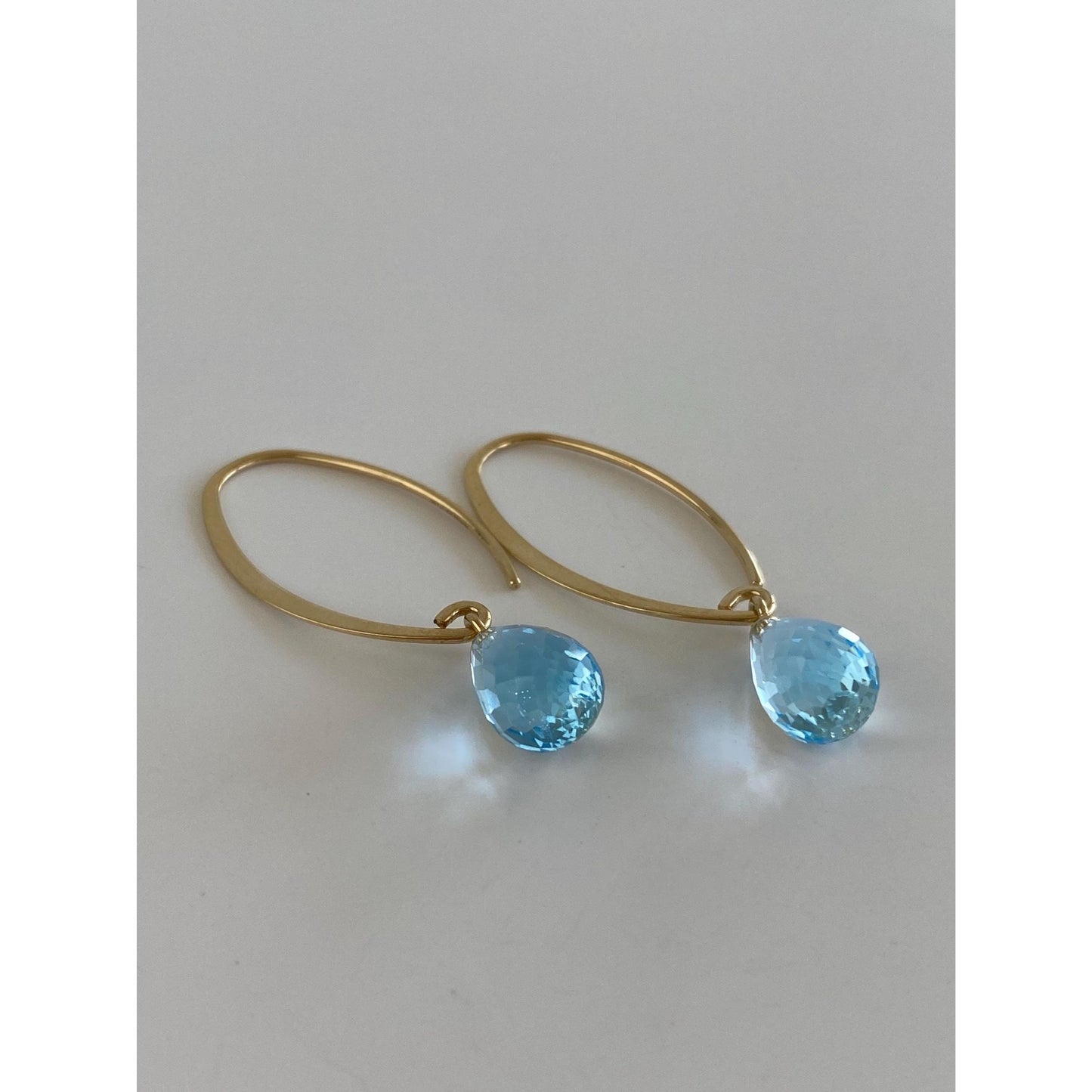 Vintage Solid 14k Yellow Gold Rose Cut Topaz Dangle Earrings