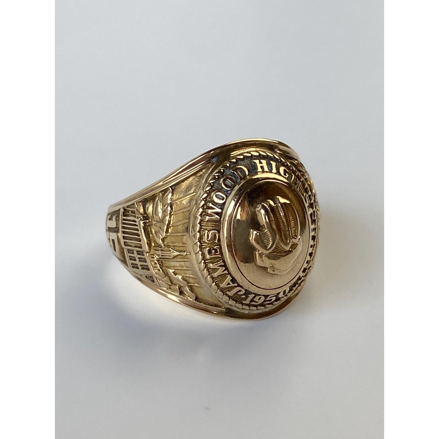 Vintage Solid 10k Yellow Gold 'James Wood H.S.' 1955 Class Ring - Size 7.75