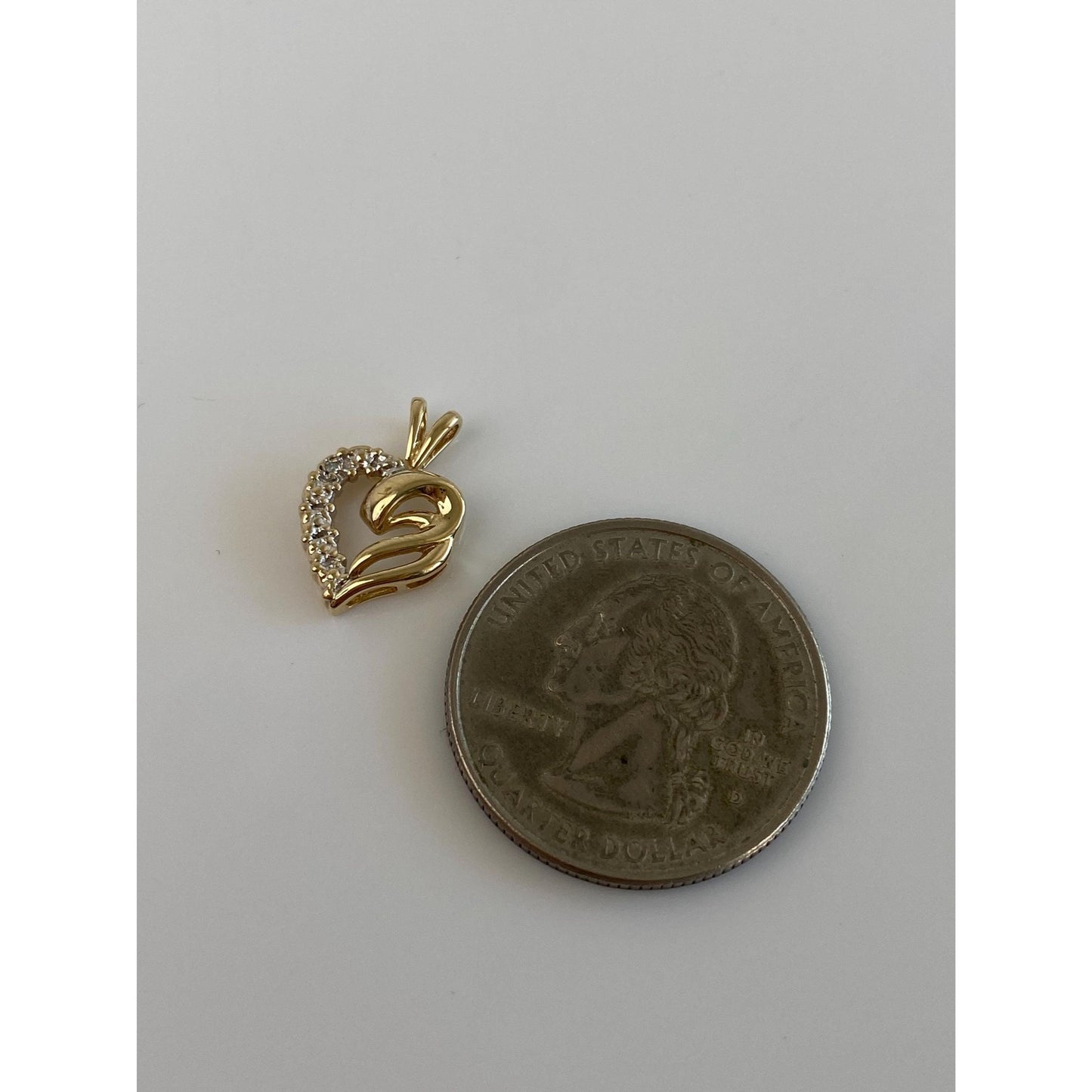 Solid 14k Yellow Gold Diamond Heart Charm