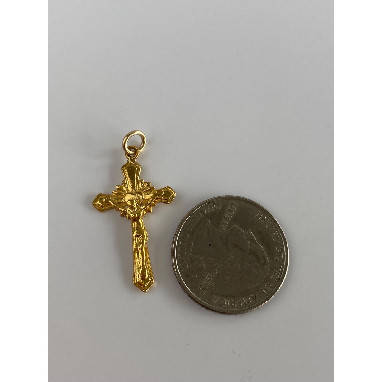 Vintage Solid 23k Yellow Gold Crucifix Cross Charm