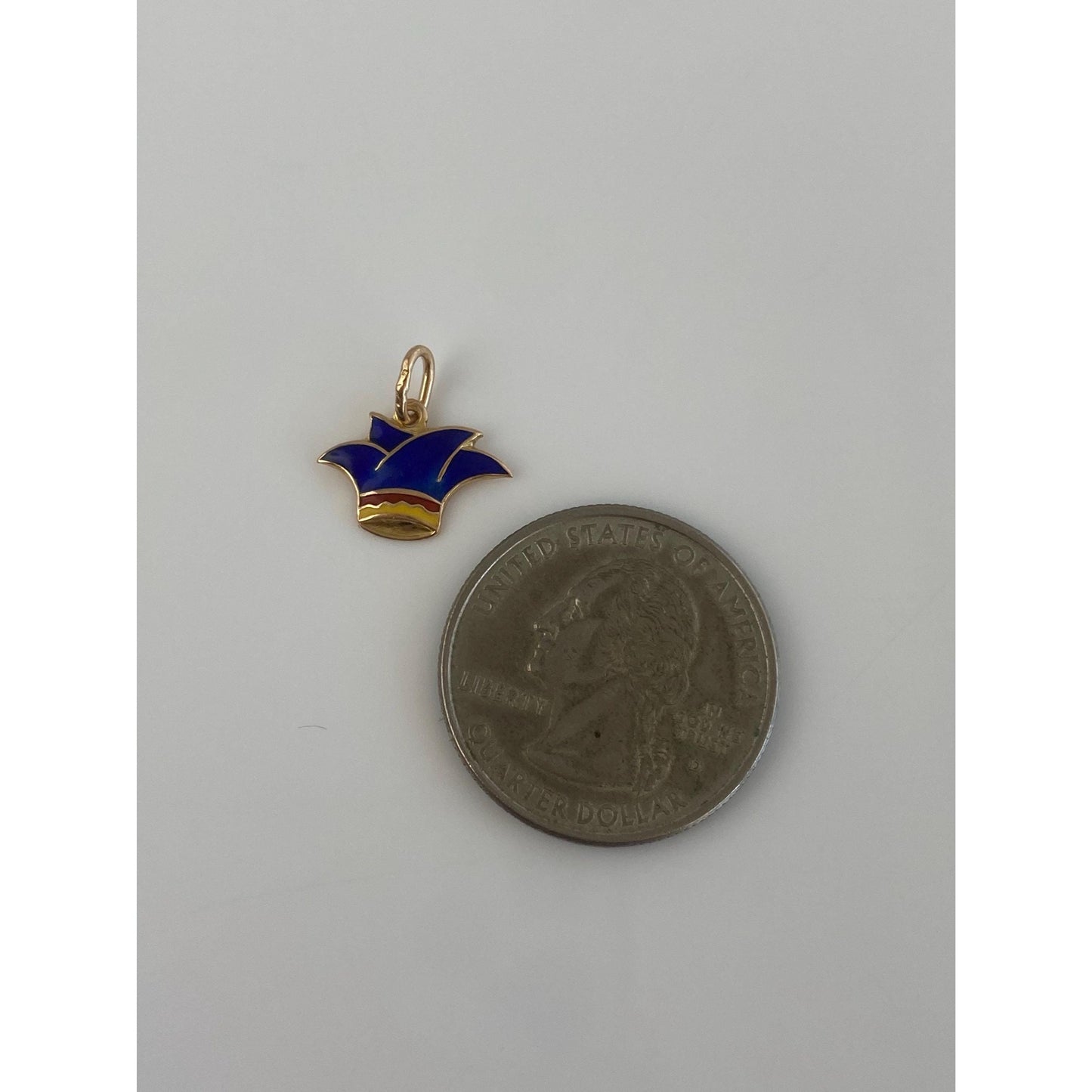 Vintage Solid 14k Yellow Gold Enamel Jester Hat Charm