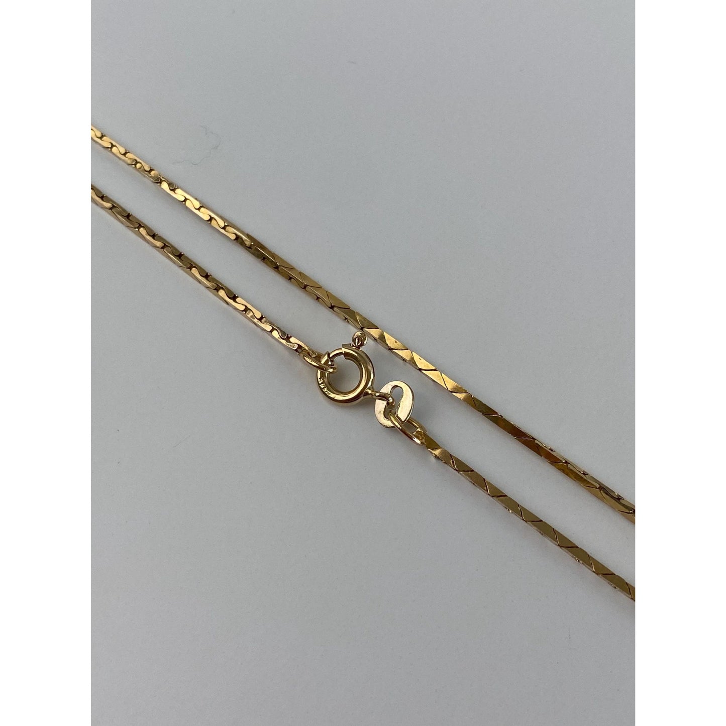 Vintage Solid 14k Yellow Gold Square Triangle Link Chain Necklace - 18.5 inches