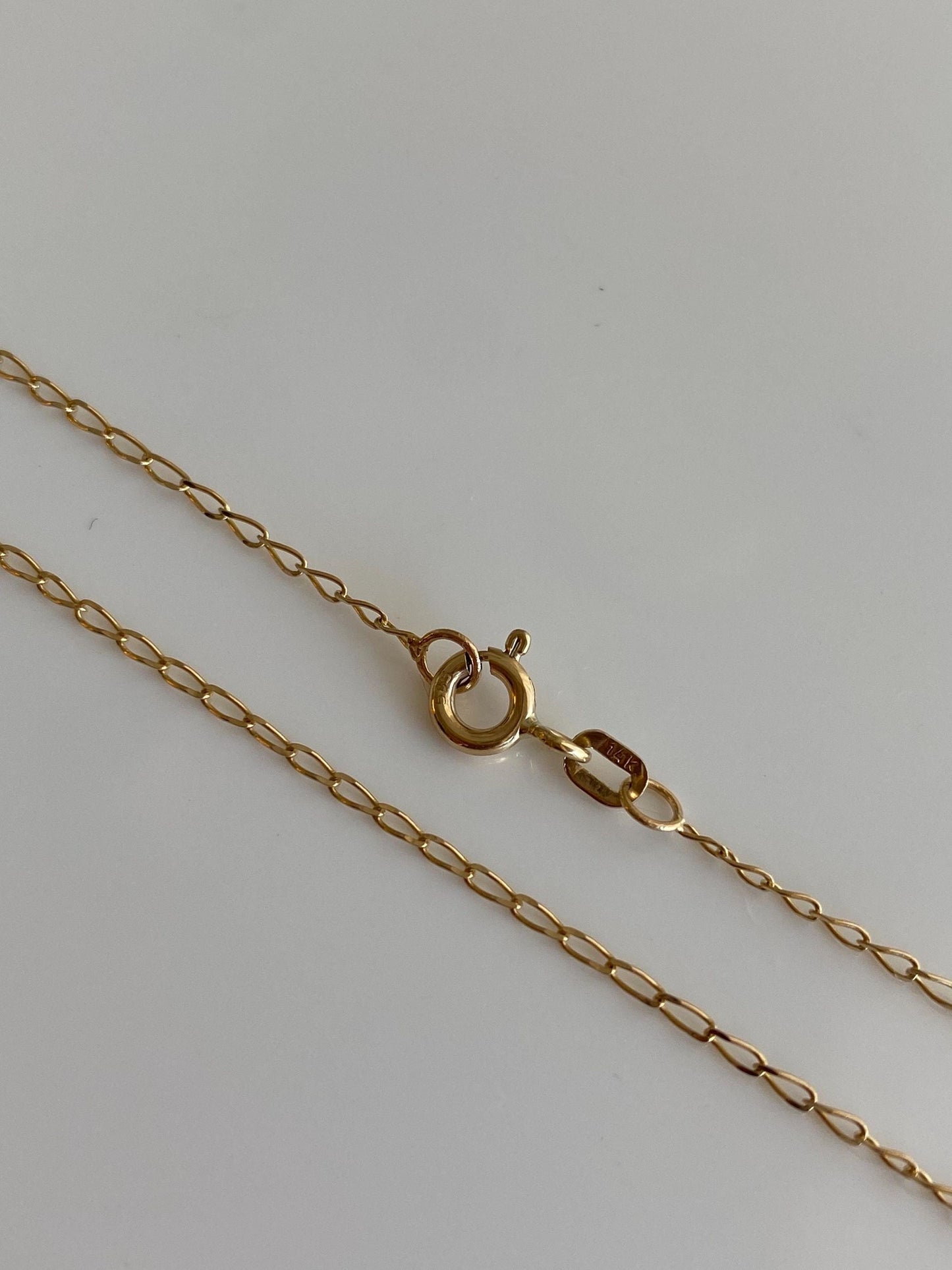 Vintage Solid 14k Yellow Gold Elongated Chain Necklace - 20.75 inches