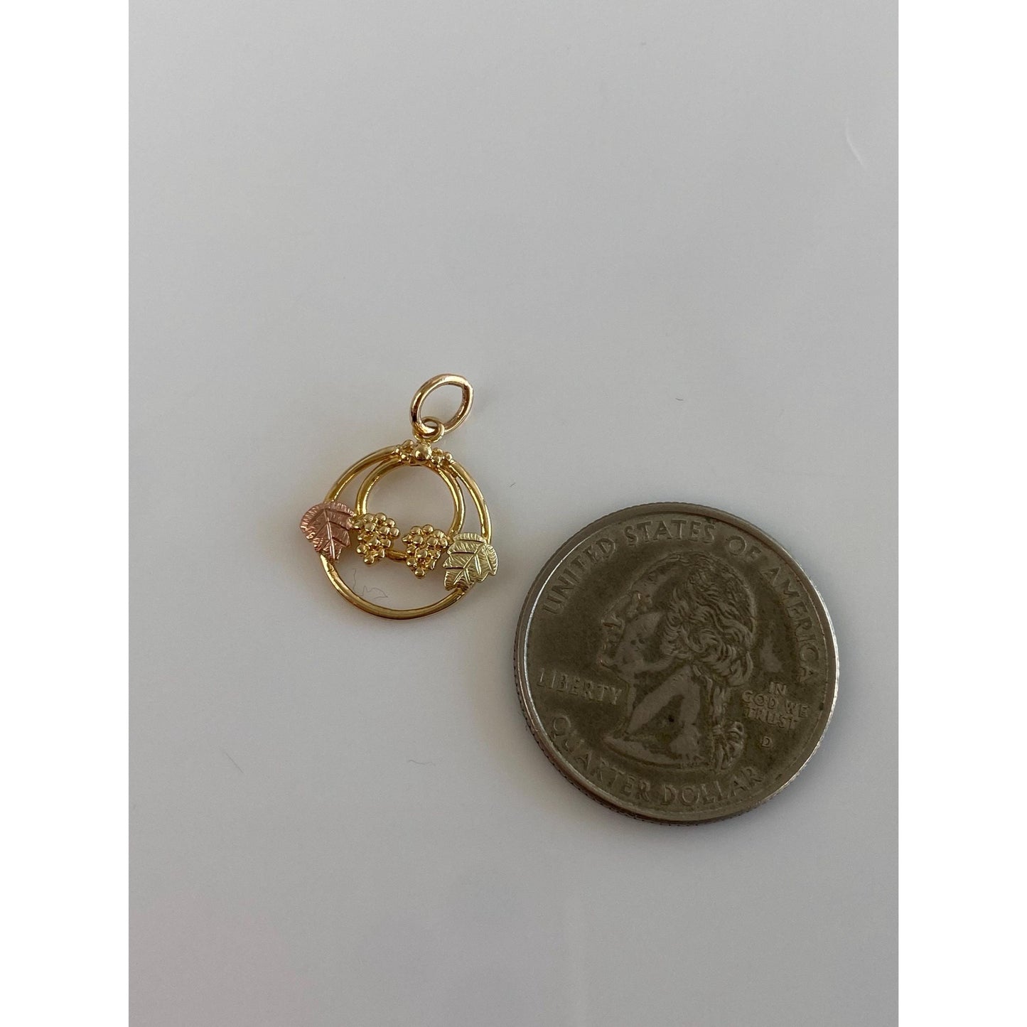Vintage Solid 10k Black Hills Gold Grapevine Charm