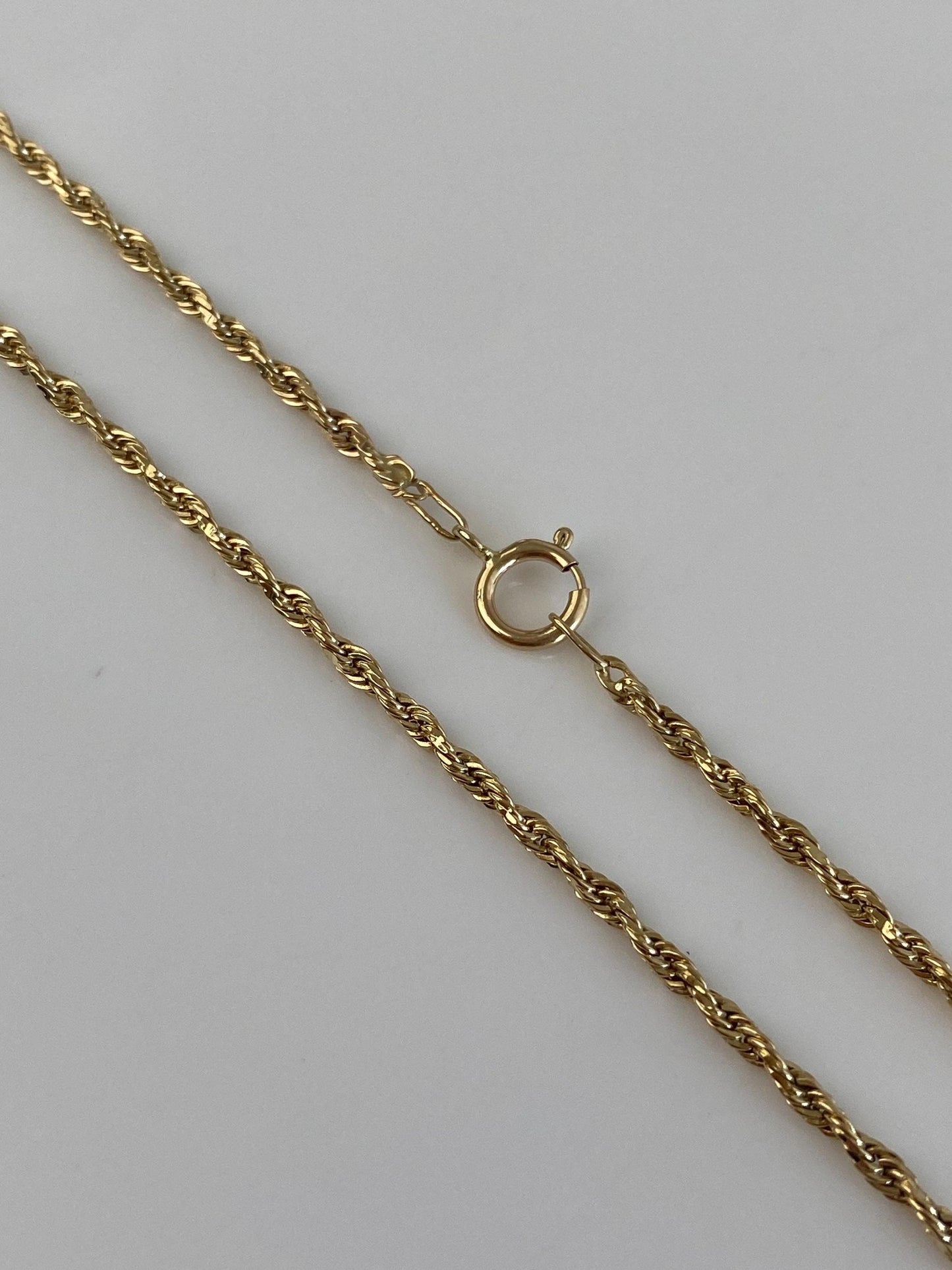 Vintage Solid 14k Yellow Gold Long Slim Rope Chain Necklace - 36.25 inches