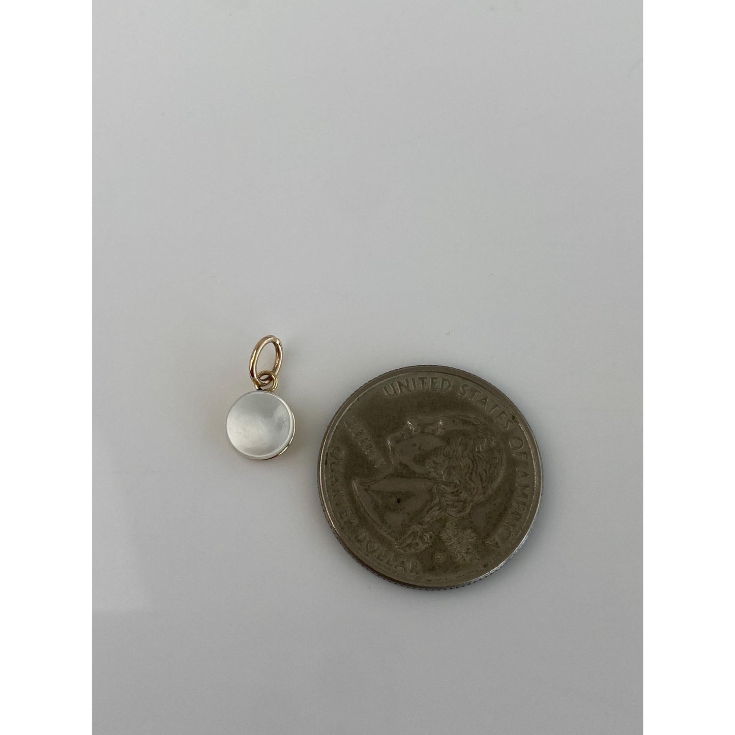 Vintage Solid 14k Yellow Gold Mother Of Pearl Little Cufflink Conversion Charm