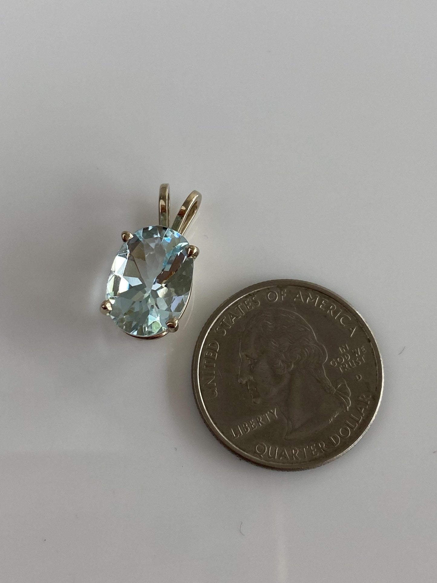 Solid 14k White Gold Aquamarine Charm
