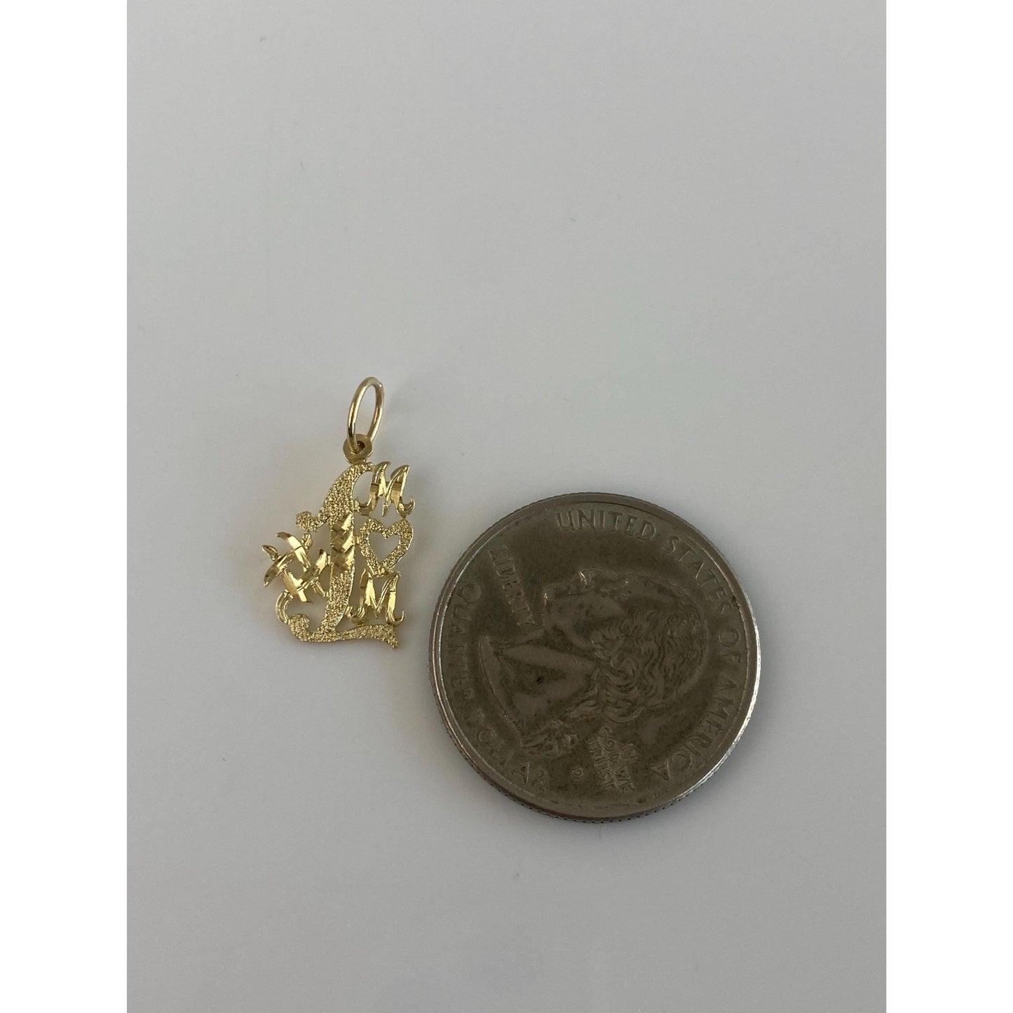 Vintage Solid 14k Yellow Gold Diamond Cut #1 Mom Charm