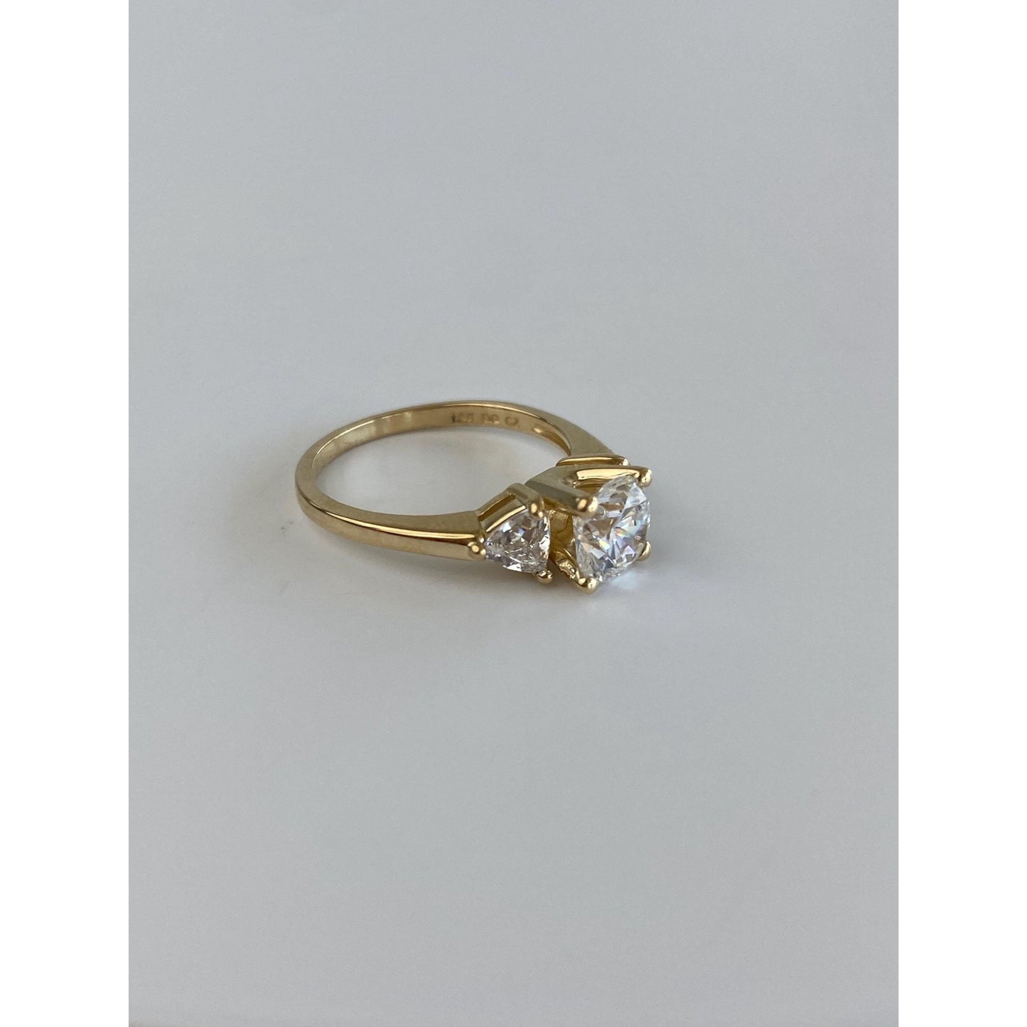 Vintage Solid 14k Yellow Gold Cubic Zirconia Ring - Size 5