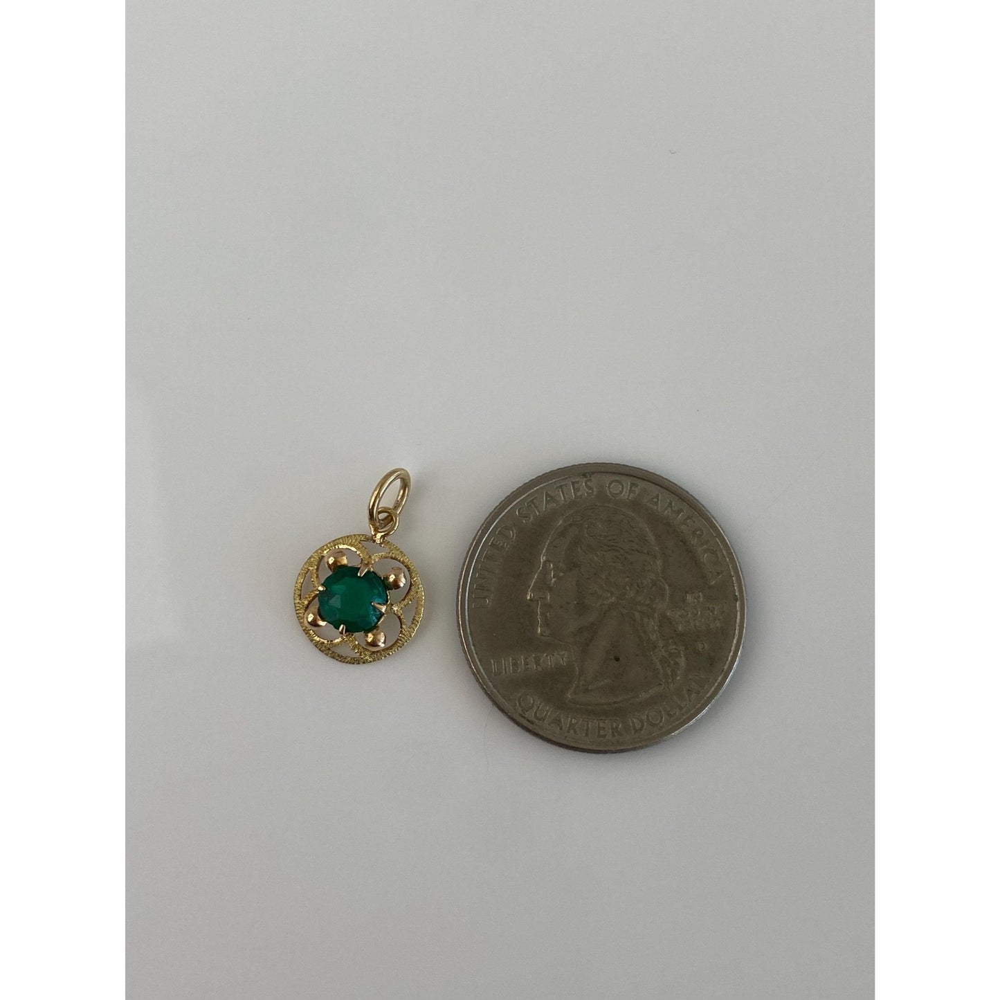 Vintage Solid 10k Yellow Gold Green Cubic Zirconia Stick Pin Conversion Charm