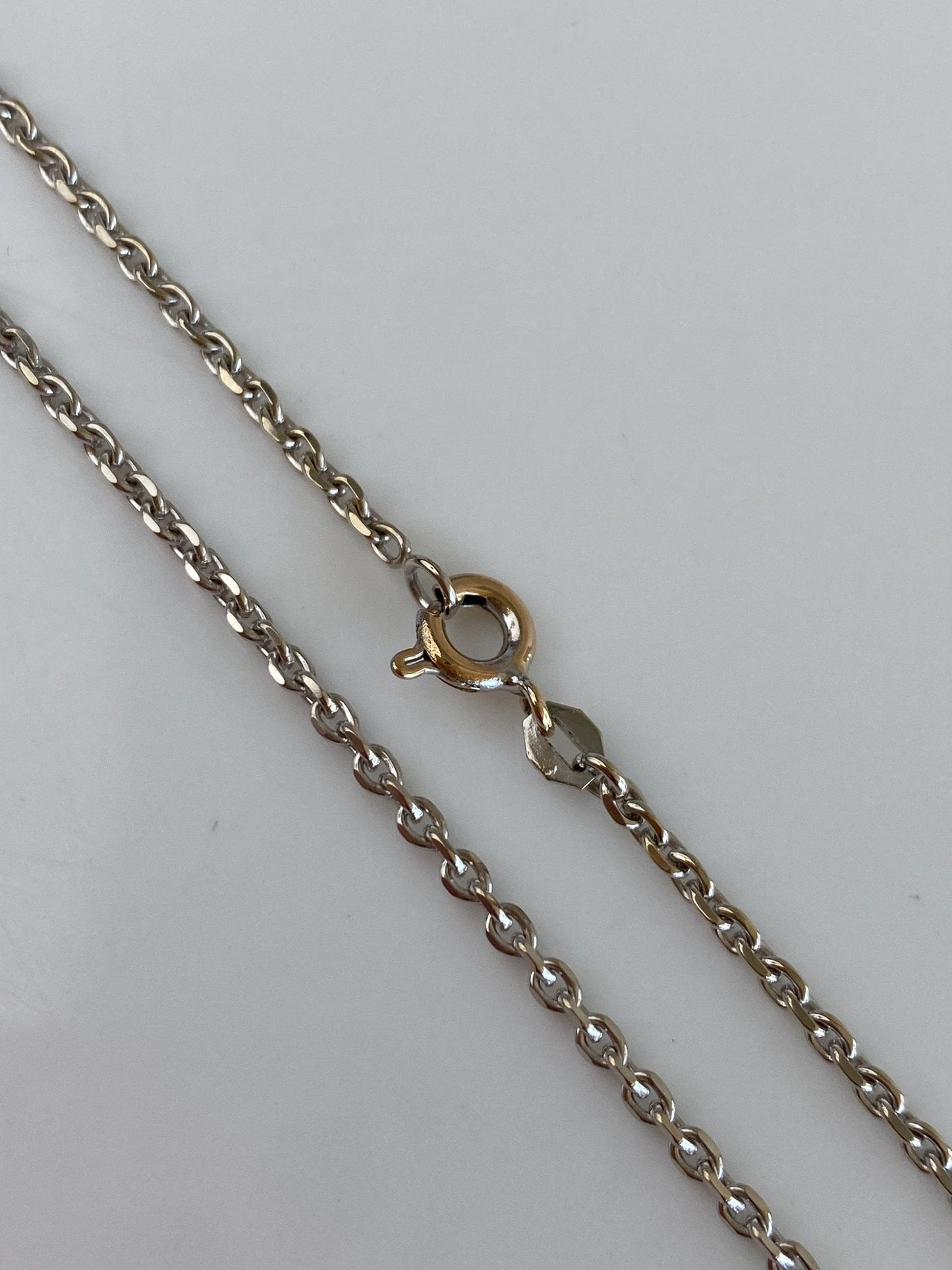 Solid 18k White Gold Tight Cable Chain Necklace - 15.75 inches