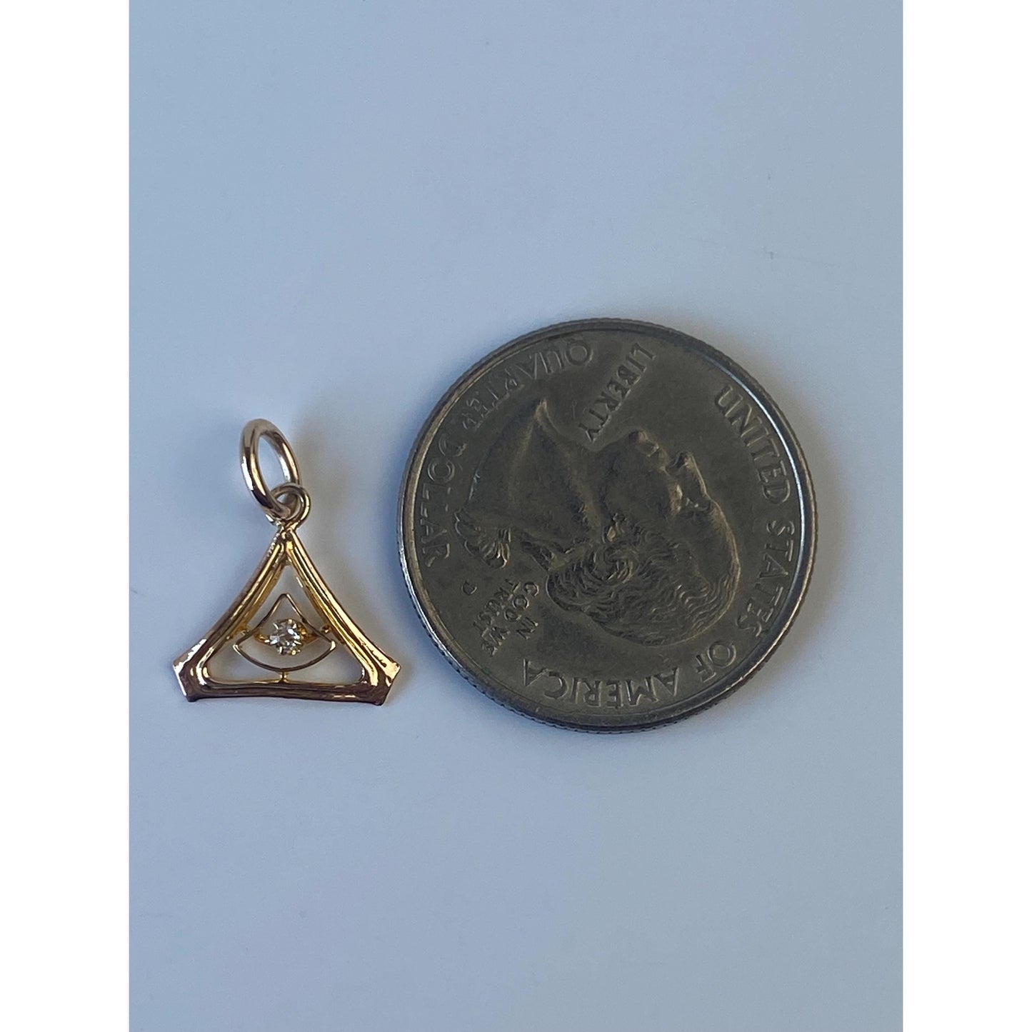 Vintage Solid 10k Yellow Gold Diamond Triangle Stick Pin Conversion Charm