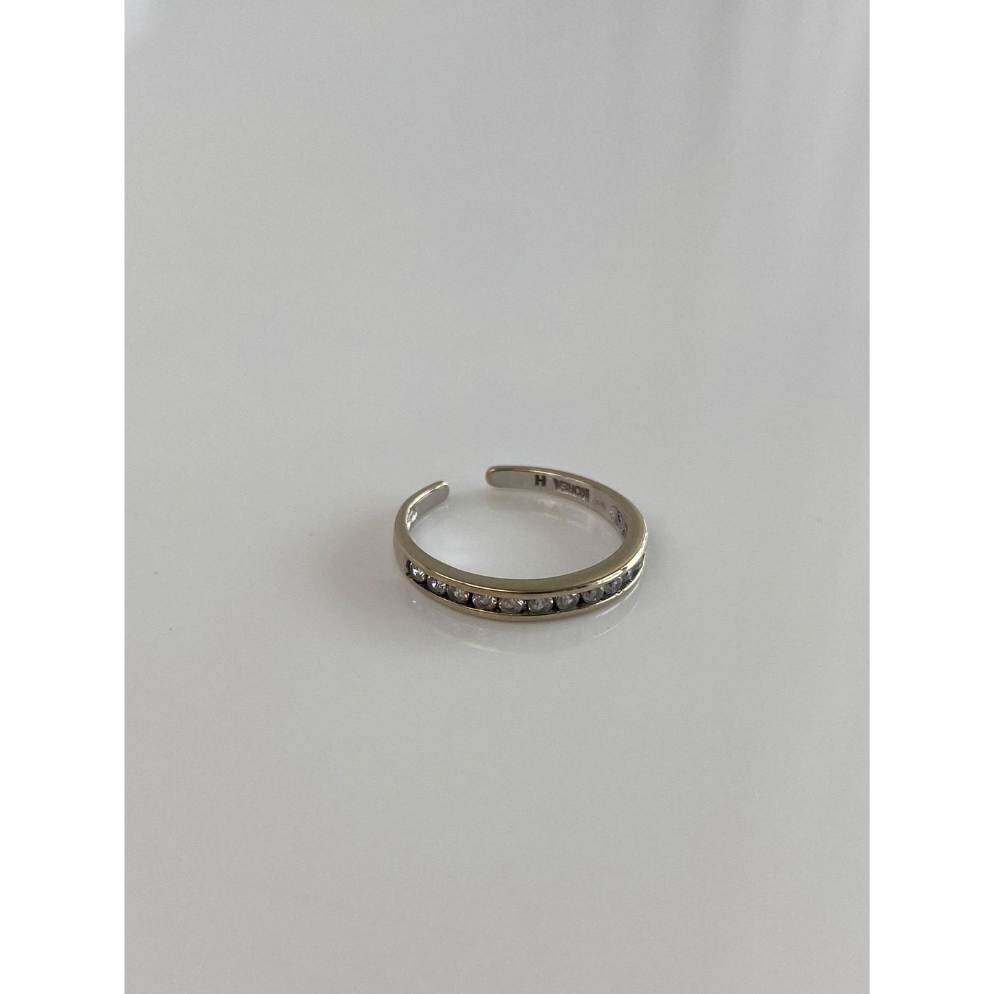 Vintage Solid 14k White Gold Cubic Zirconia Open Ring Toe Ring - Size 2.75