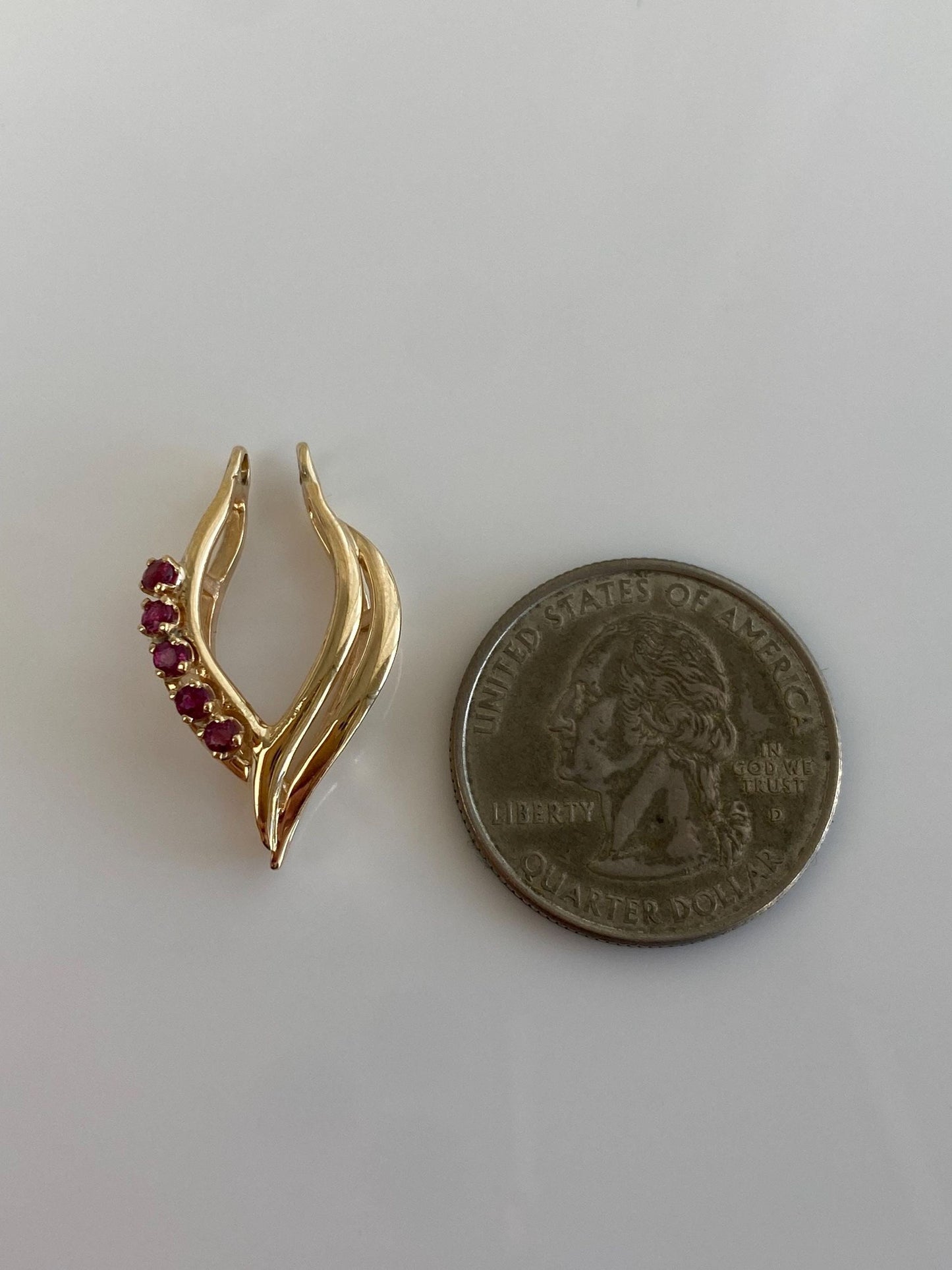 Vintage Solid 14k Yellow Gold Pink Spinel Slide Charm