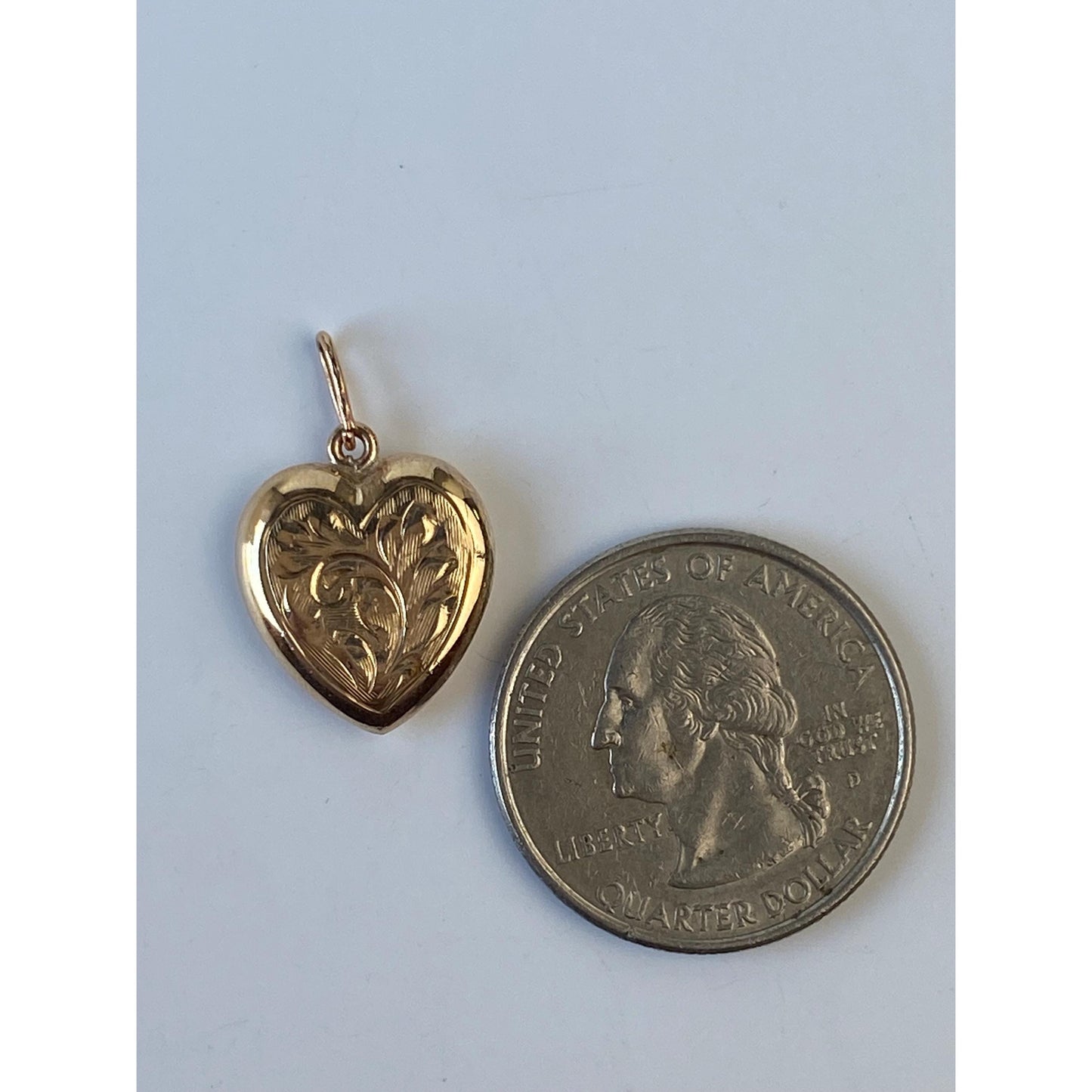 Vintage 10k Yellow Gold Engraved Puffy Heart Charm