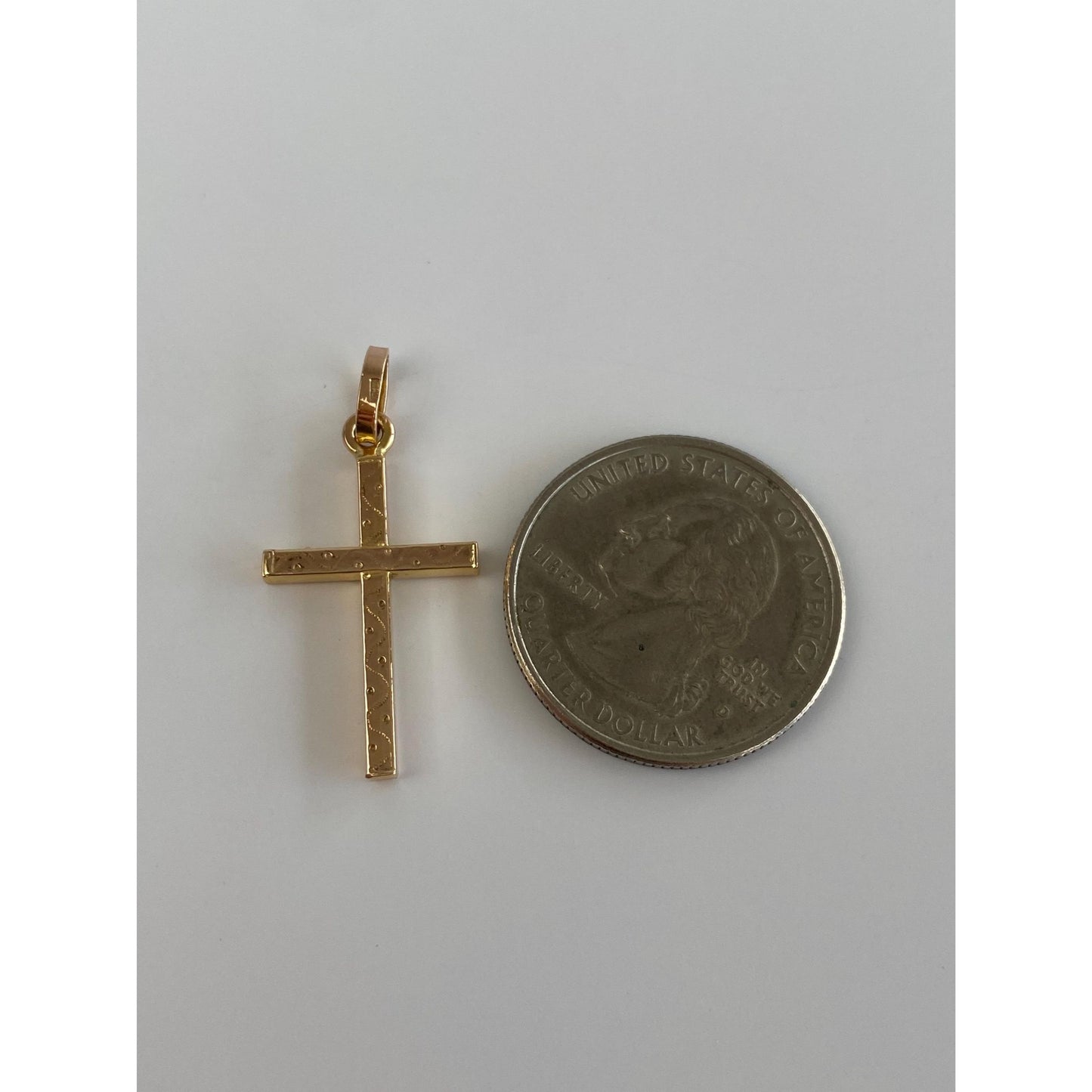 Vintage 14k Yellow Gold Designed Cross Charm