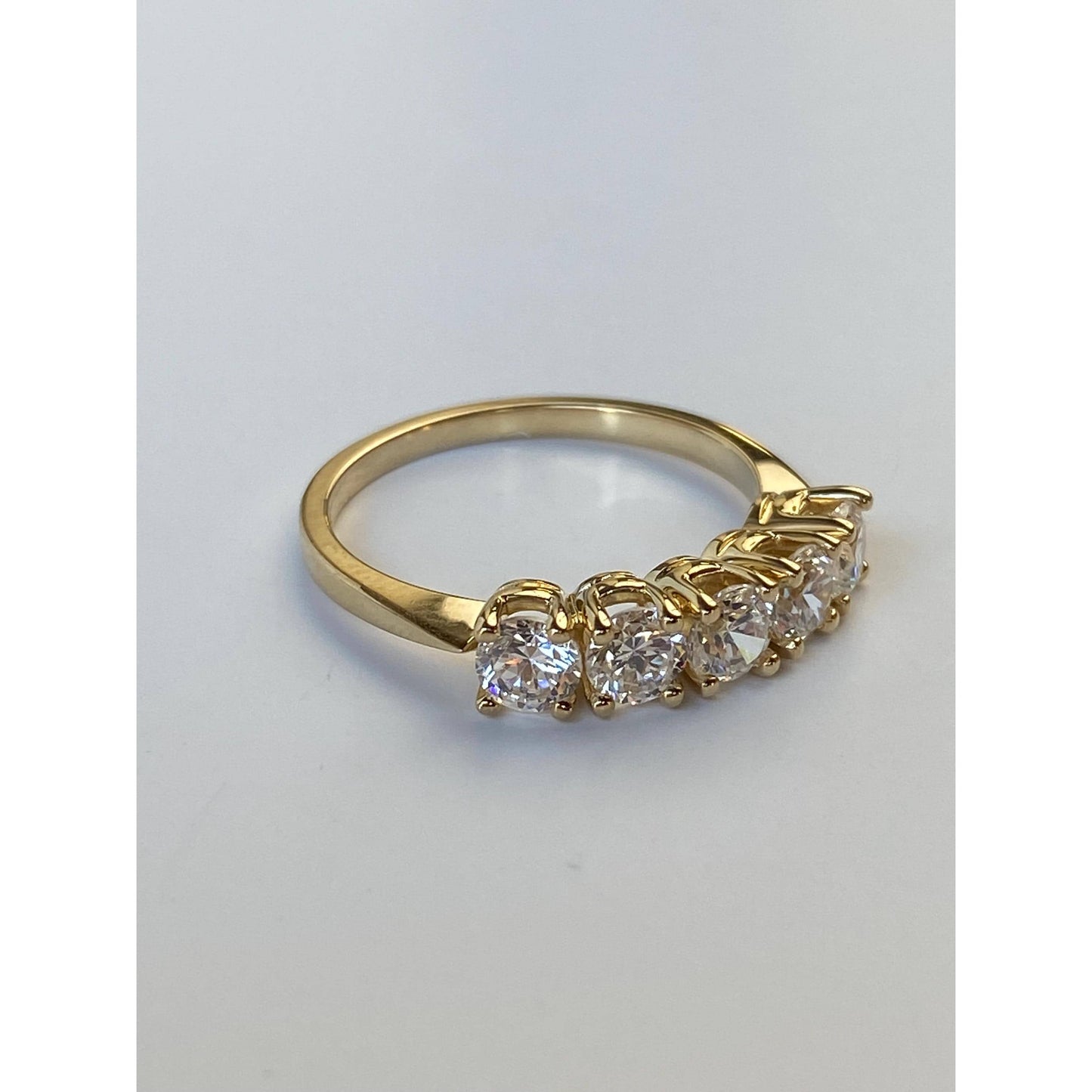 Solid 14k Yellow Gold Cubic Zirconia Row Ring - Size 5.75
