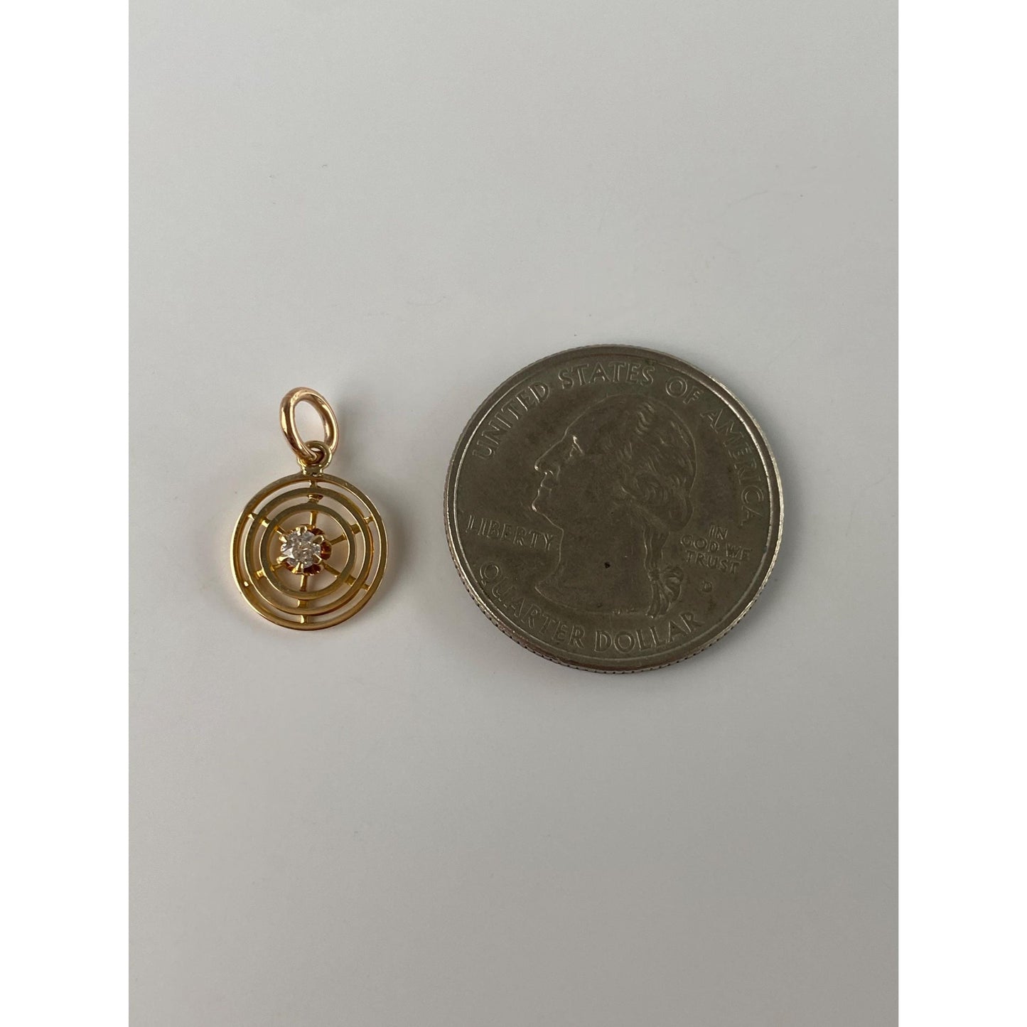Vintage Solid 14k Yellow Gold Diamond Stick Pin Conversion Charm