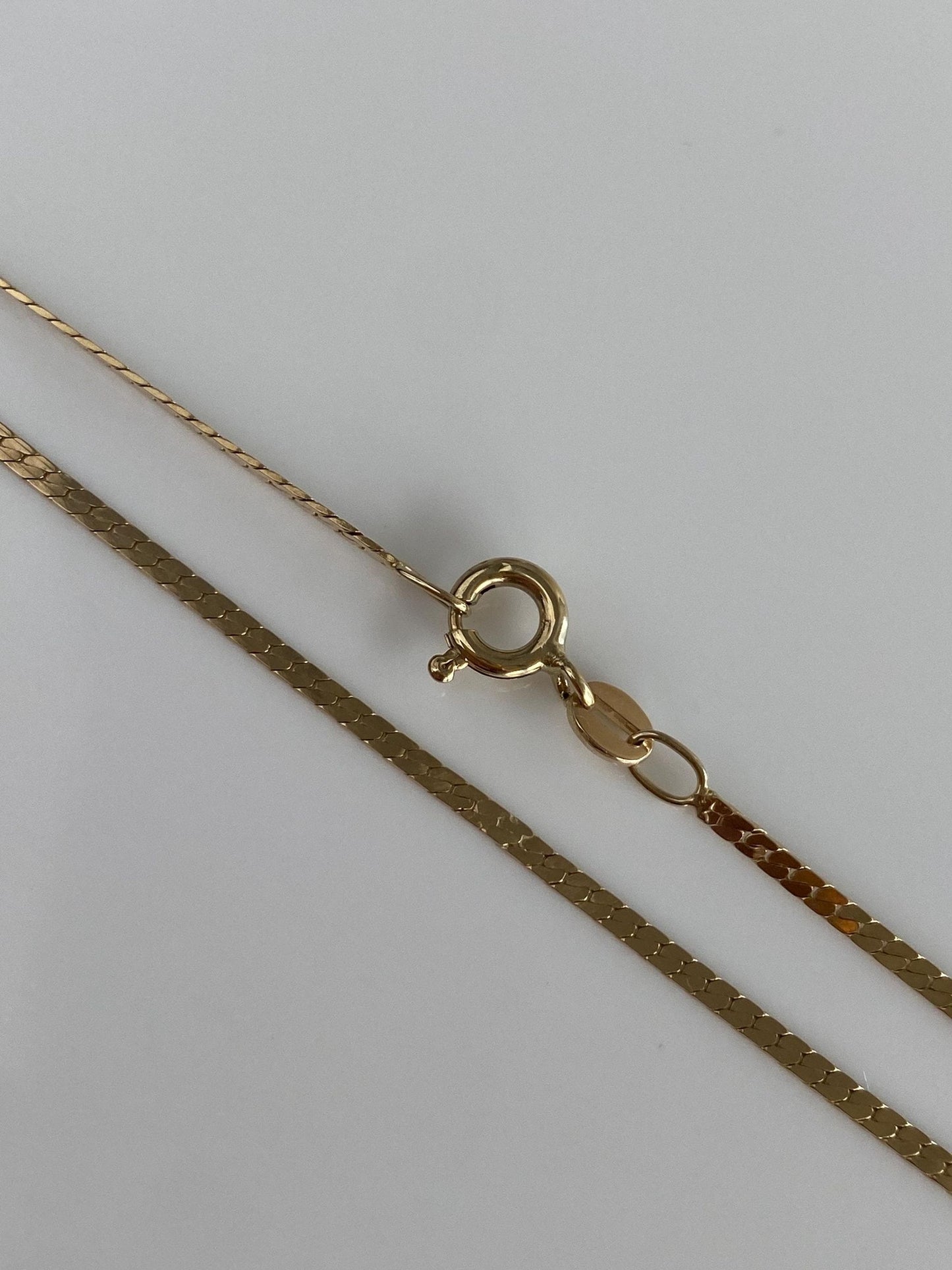 Vintage Solid 14k Yellow Gold Flat Chain Necklace - 18 inches
