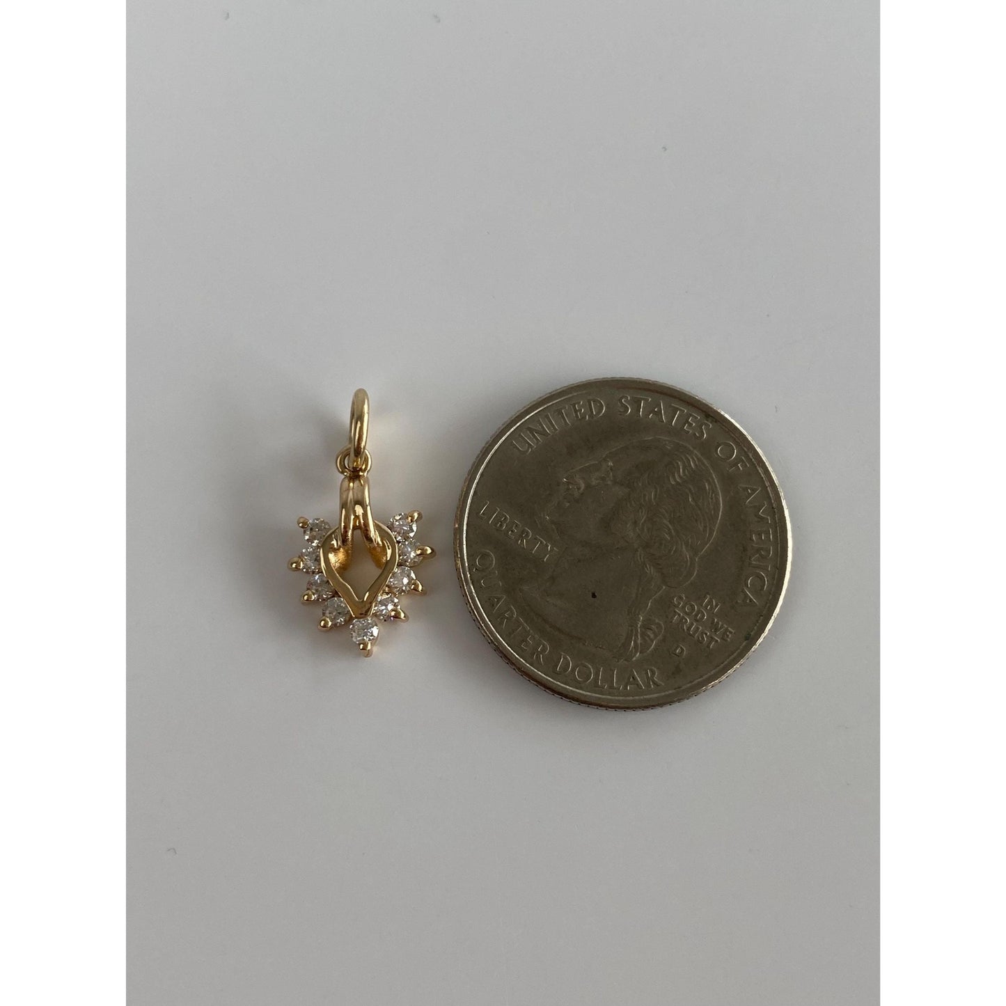 Vintage Solid 14k Yellow Gold Cubic Zirconia Charm