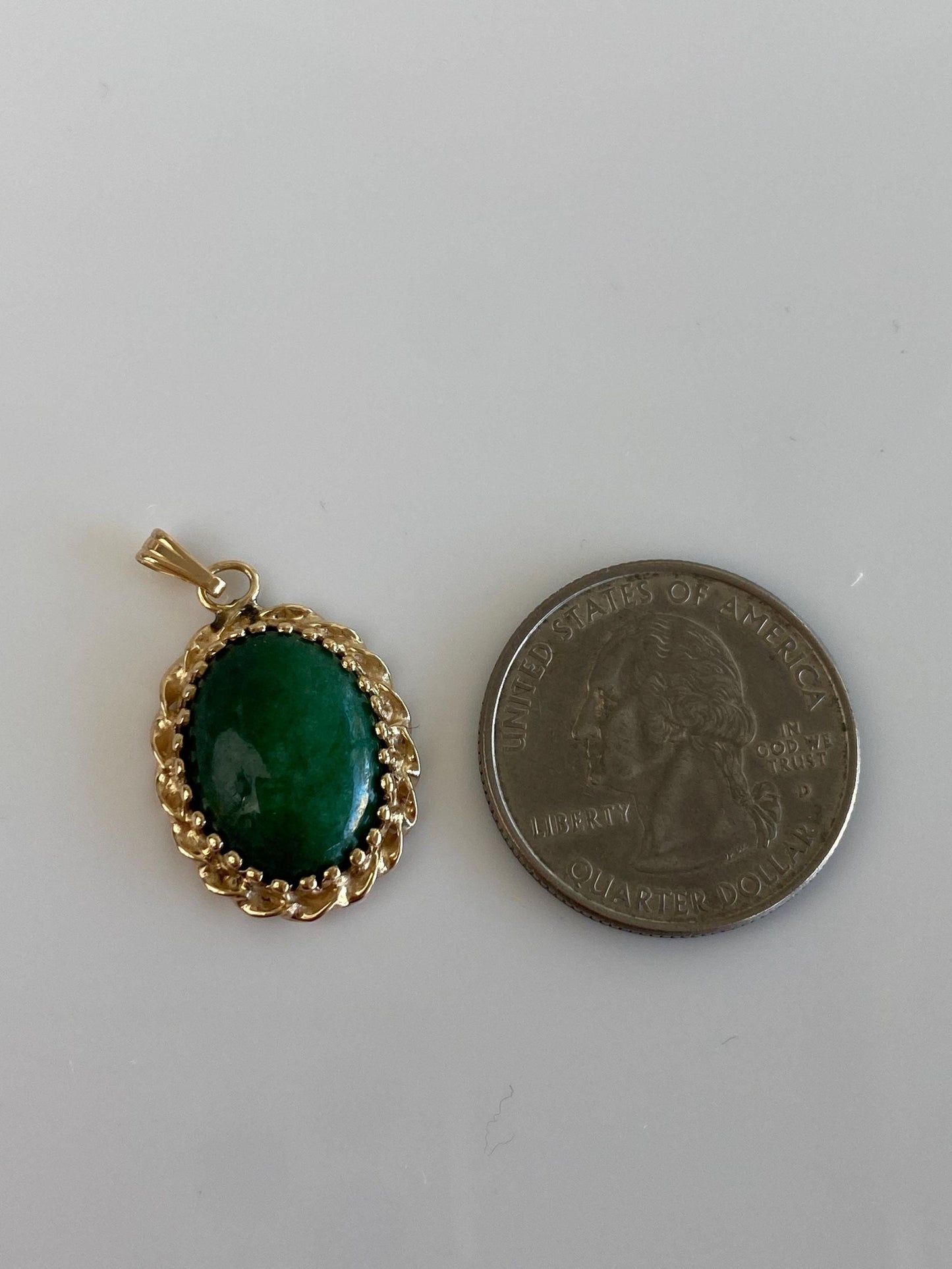 Vintage Solid 14k Yellow Gold Green Stone Charm