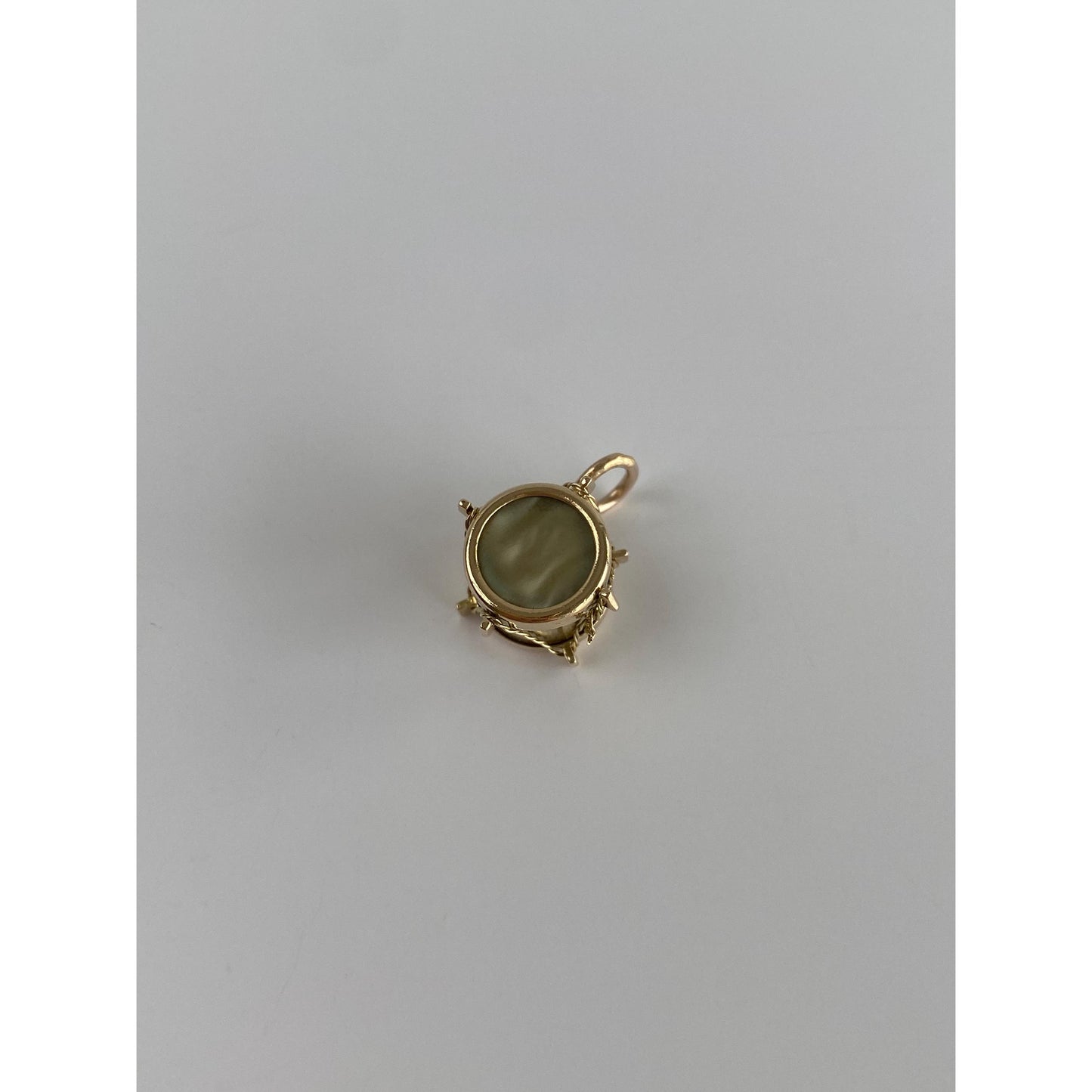 Vintage 10k Yellow Gold Abalone Drum Charm