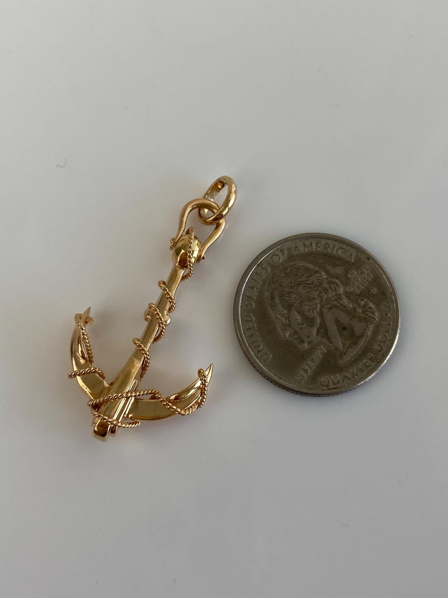 Vintage Solid 18k Yellow Gold Anchor Charm