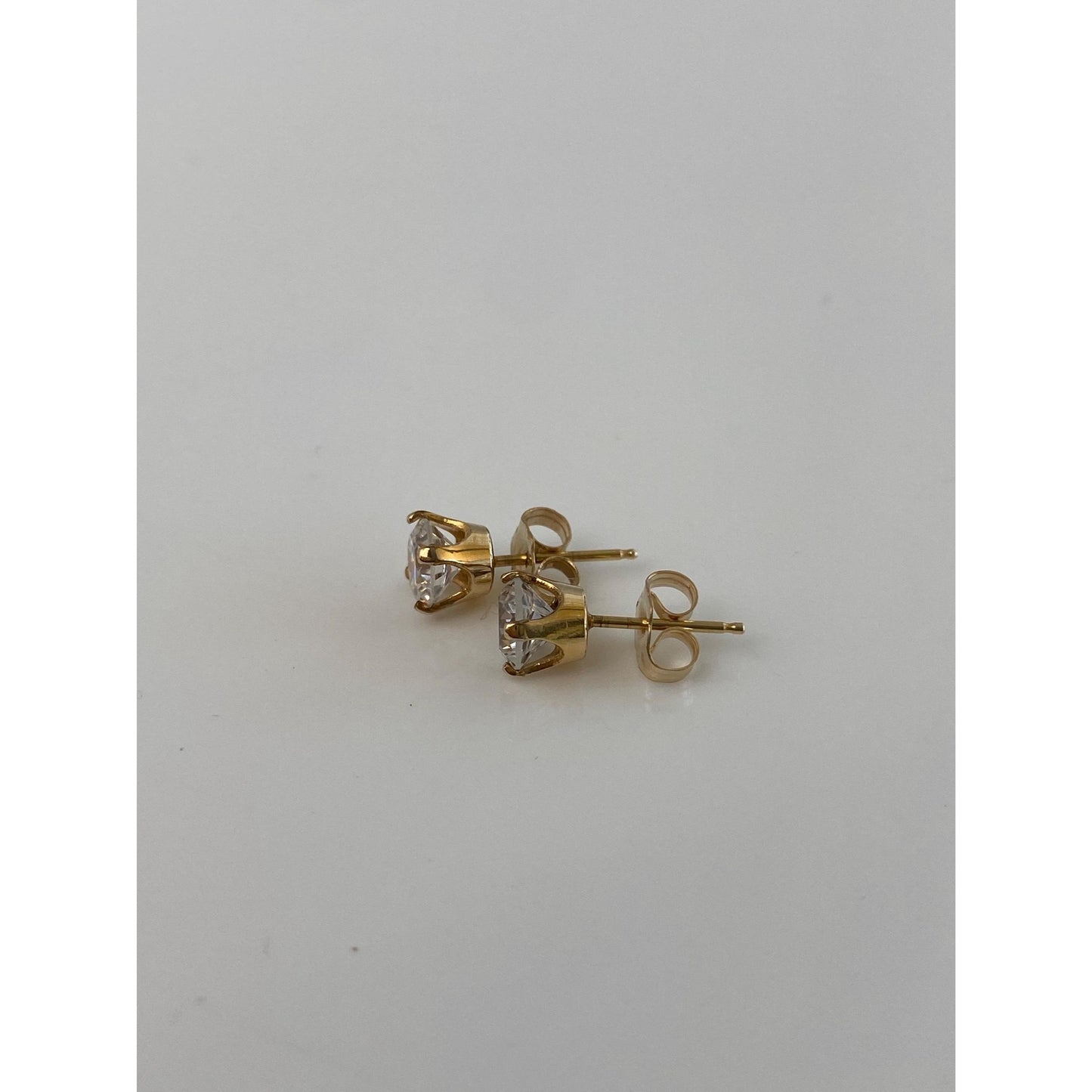 Solid 14k Yellow Gold Cubic Zirconia Stud Earrings